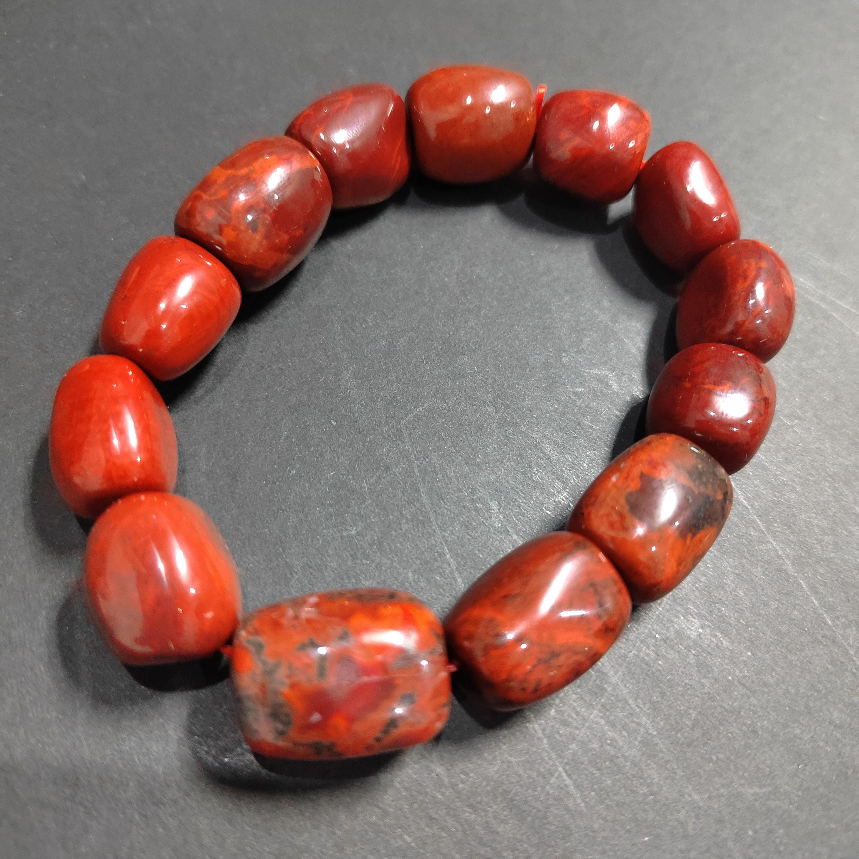 Certified A-Grade Natural Southern Sichuan Liangshan Waxi Ox Blood Large Uneven Cut Beads Bracelet SL381