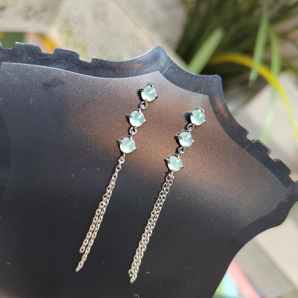 Luxurious Icy White Jadeite Earrings with S925 Silver - A-Grade Quality Certified and Untreated SL048 - SL Precious