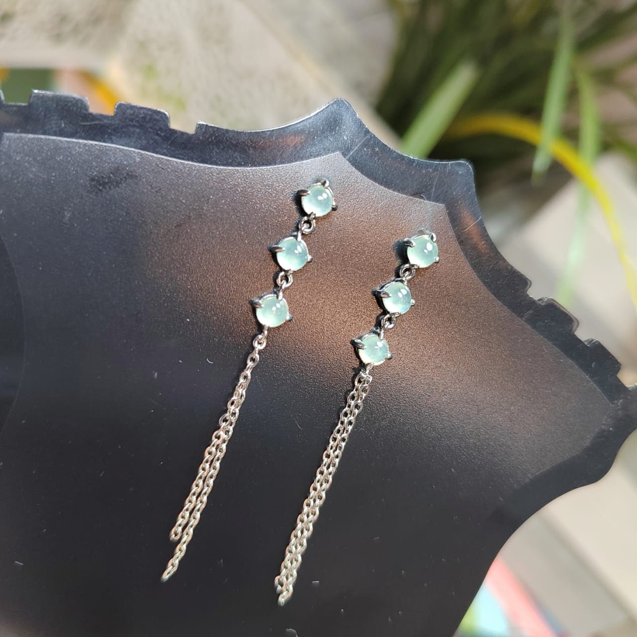 Luxurious Icy White Jadeite Earrings with S925 Silver - A-Grade Quality Certified and Untreated SL048 - SL Precious