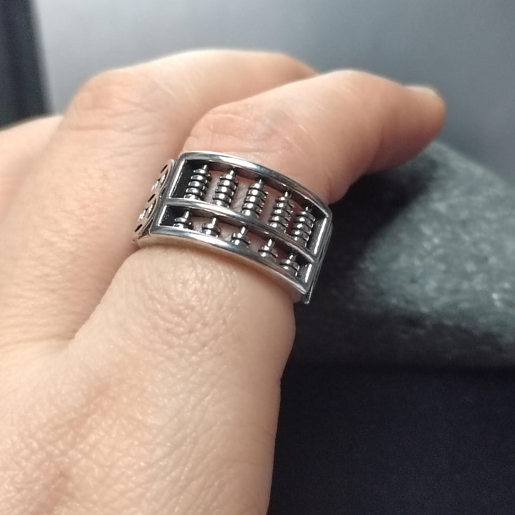 S925 Sterling Silver Solid Men's Abacus Adjustable Thai Trend Silver Ring SL227 - SL Precious