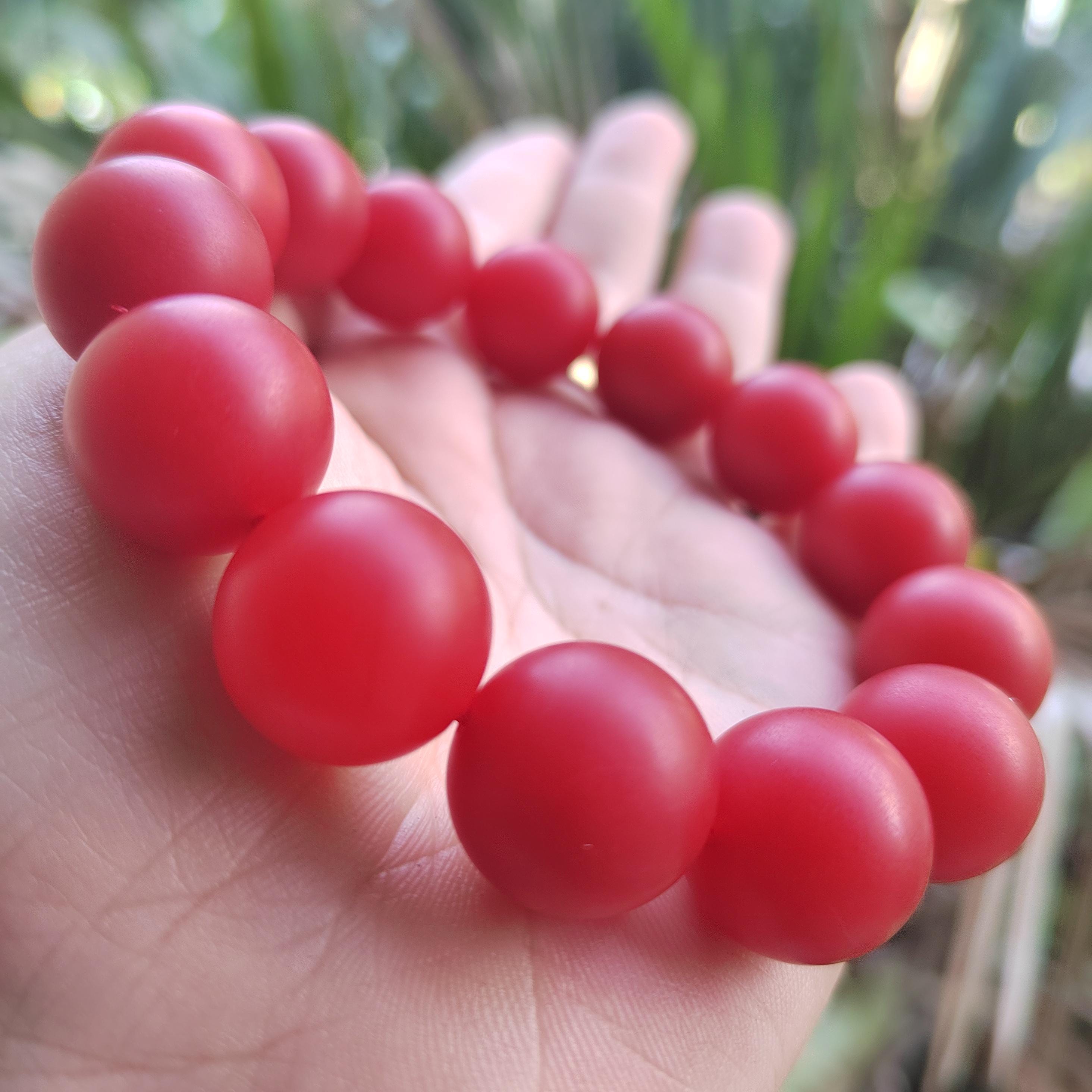 Certified A-Grade Natural Yunna Baoshan Xishan Yangliu Nanhong Red Agate Persimmon Red Matte Surfaces Bead Bracelet 16.5-16.7mm SL399