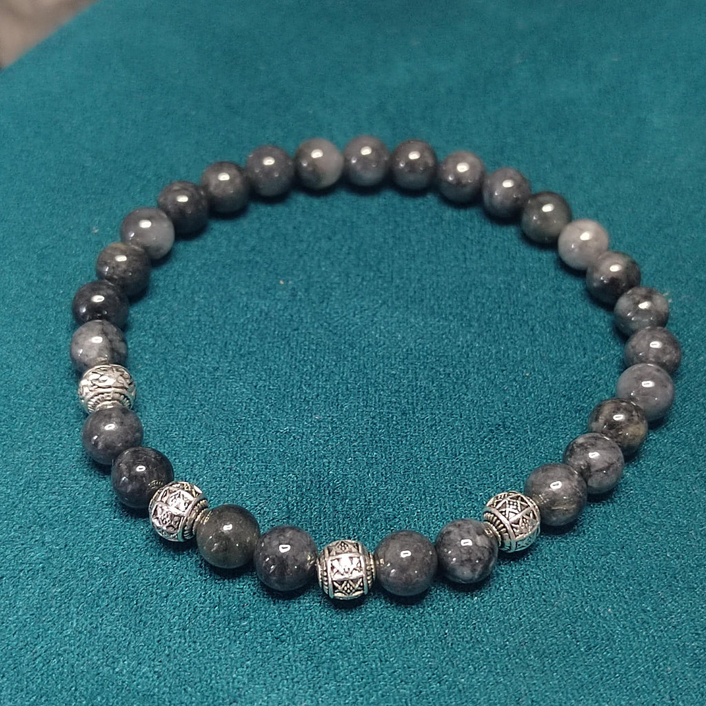 Natural Handmade Minimalist Burmese Icy Black Grey Wuji Jadeite & S999 Pure Silver Bead Bracelet Jewelry SL327 SL327A - SL Precious