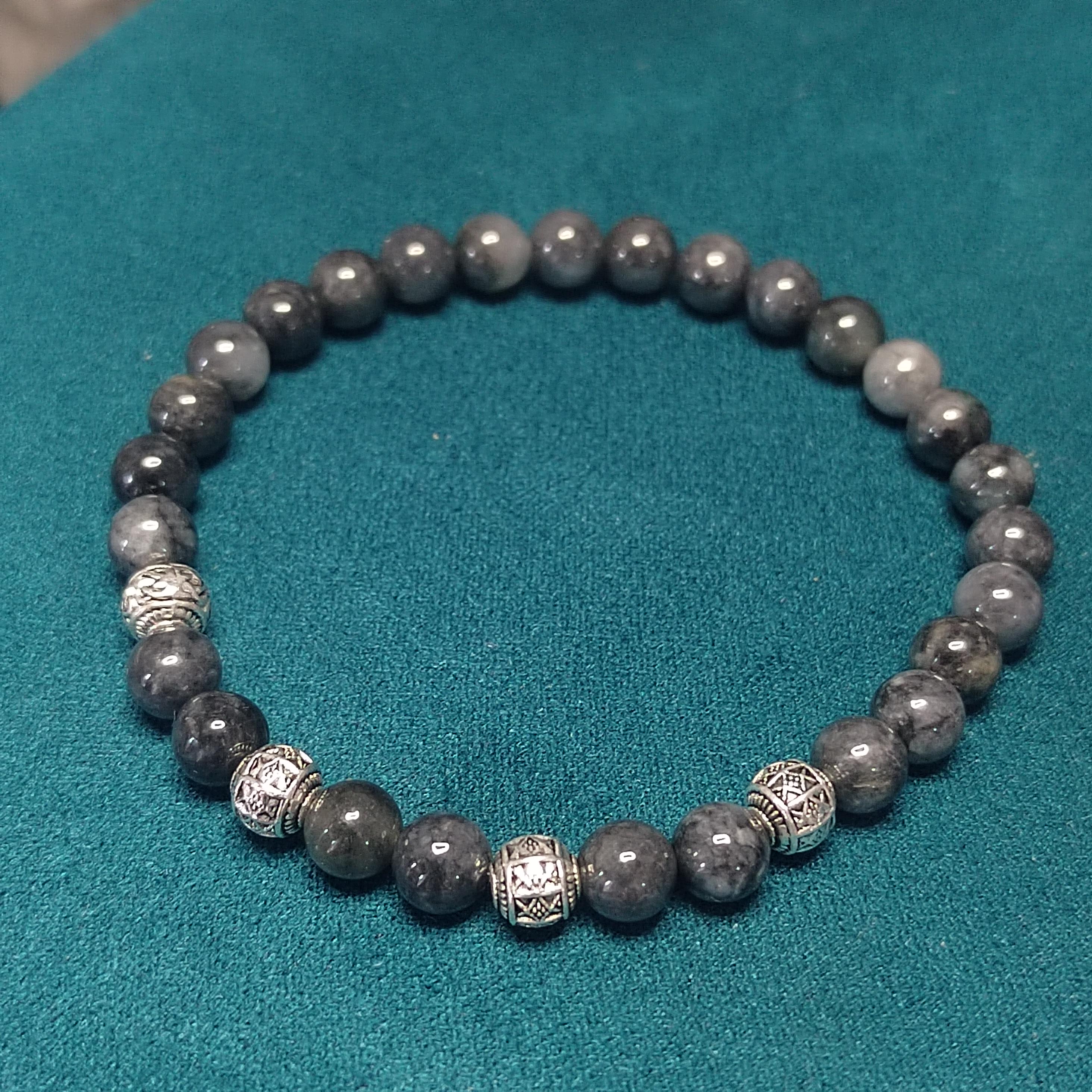 Natural Handmade Minimalist Burmese Icy Black Grey Wuji Jadeite & S999 Pure Silver Bead Bracelet Jewelry SL327 SL327A - SL Precious