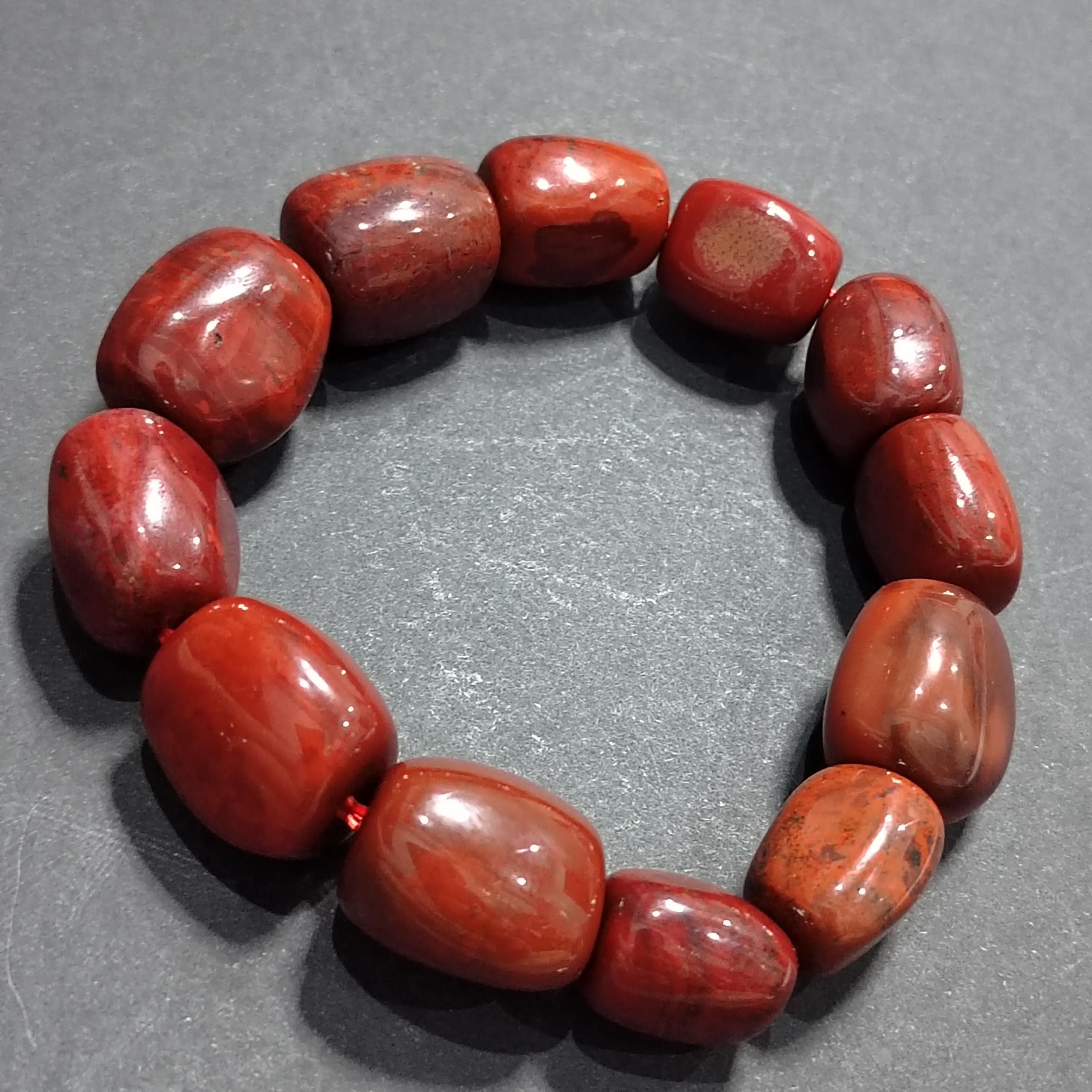 Certified A-Grade Natural Southern Sichuan Liangshan Waxi Ox Blood| Natural Raw Skin| 14-18mm Uneven Beads Bracelet SL380