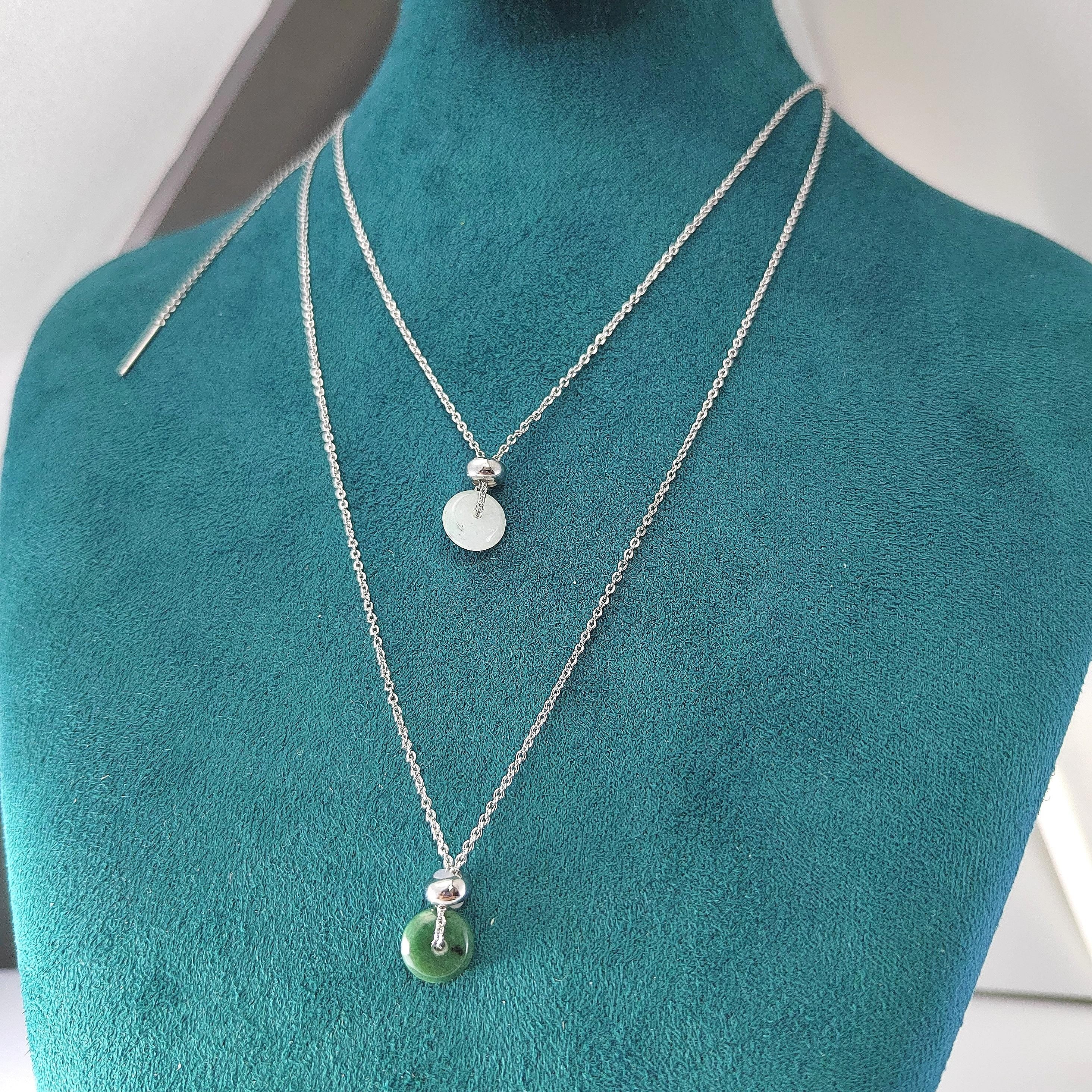 Adjustable Burmese Minimalist Natural Untreated Donut Jadeite Pendant Necklace 4 Options SL217A SL217B SL217C SL217D