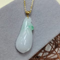 Certified A-Grade Gemstone Women Hand Carved Burmese Green White Flower Jadeite 18K Gold Setting For Her  SL026 - SL Precious
