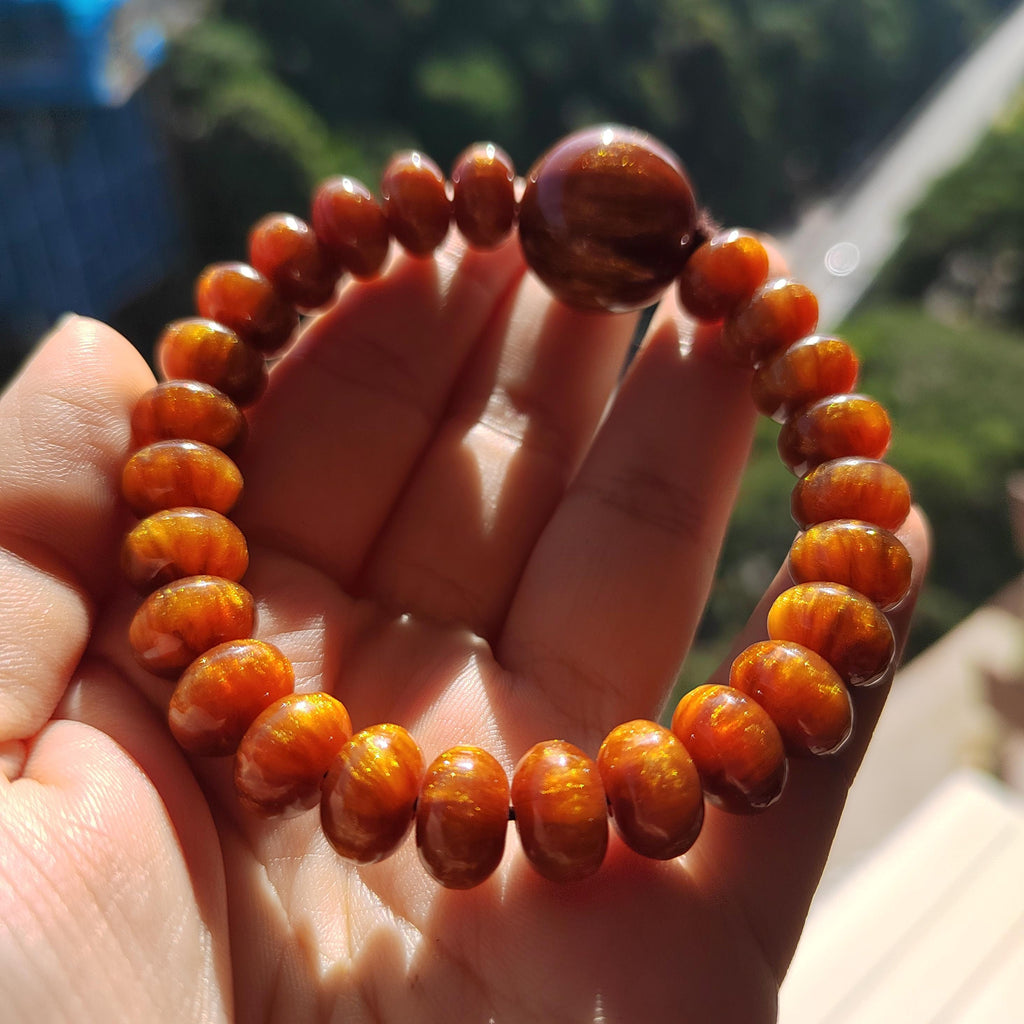 Golden Sea Willow Bracelet 金丝海柳手串 | Natural Ocean Coral | 26 Beads 10.9mm + 19.8mm | 17cm Wrist | Healing Energy SL128 - SL Precious
