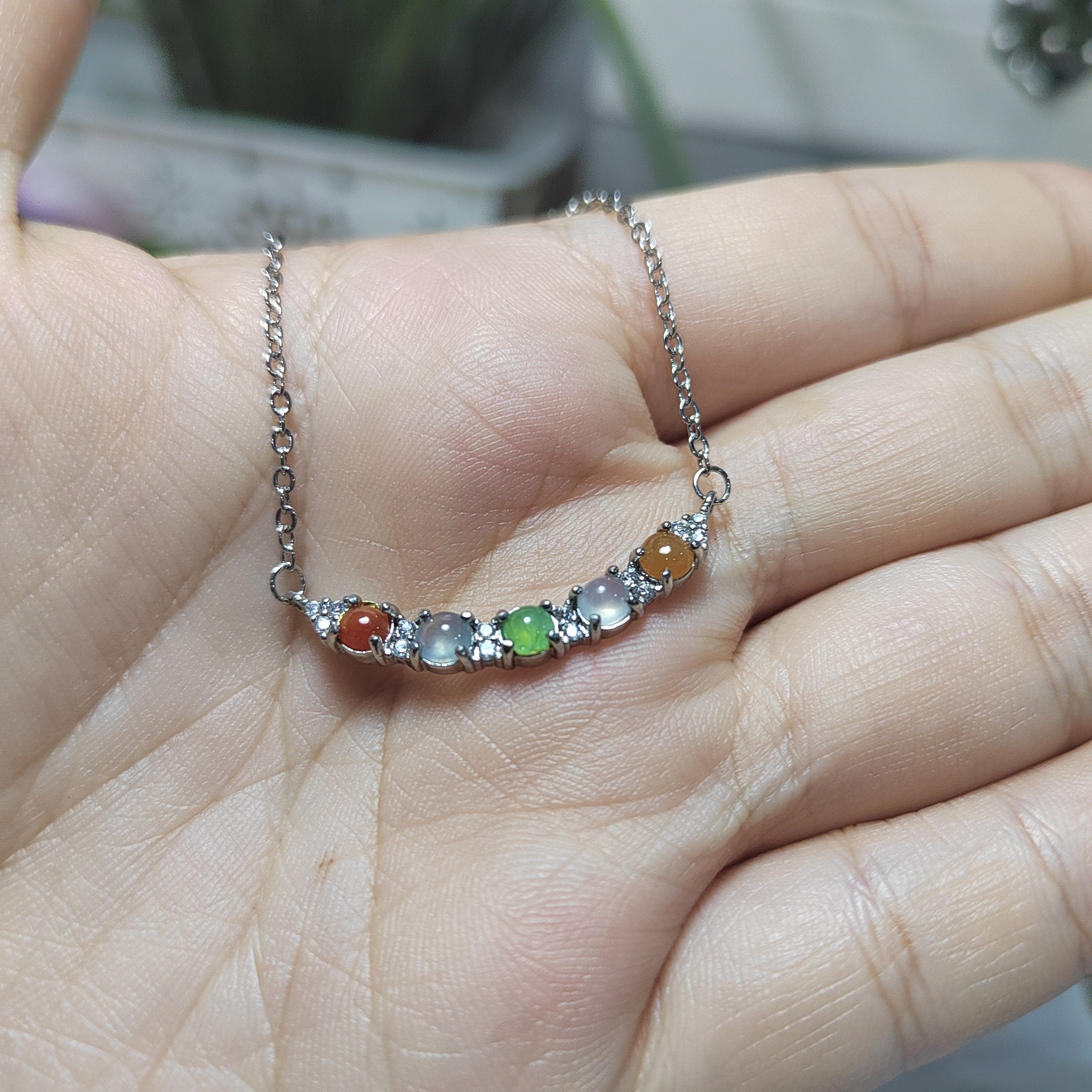 Five Color Icy Clean A-Grade Burmese Minimalist Pendant Necklaces Jadeite 925 Sterling Silver with 18k White Gold Plated SL074 - SL Precious