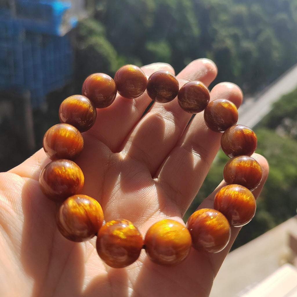 Rare Golden Sea Willow Bracelet 13.4mm | 15pcs | Natural Ocean Coral Gem | 天然金海柳手串 | SL124 - SL Precious
