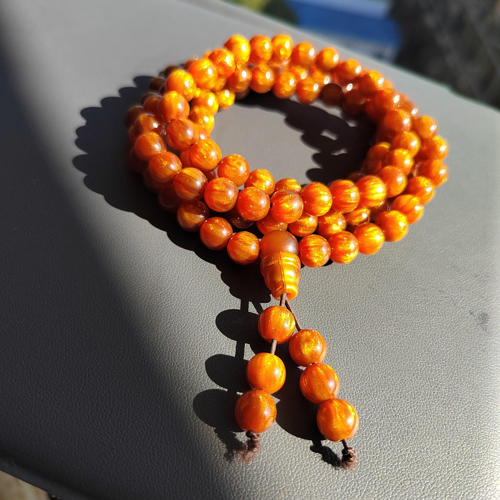 Golden Sea Willow 108 Beads Necklace Bracelet 8mm Natural Prayer Mala 金丝海柳佛珠 SL126 - SL Precious