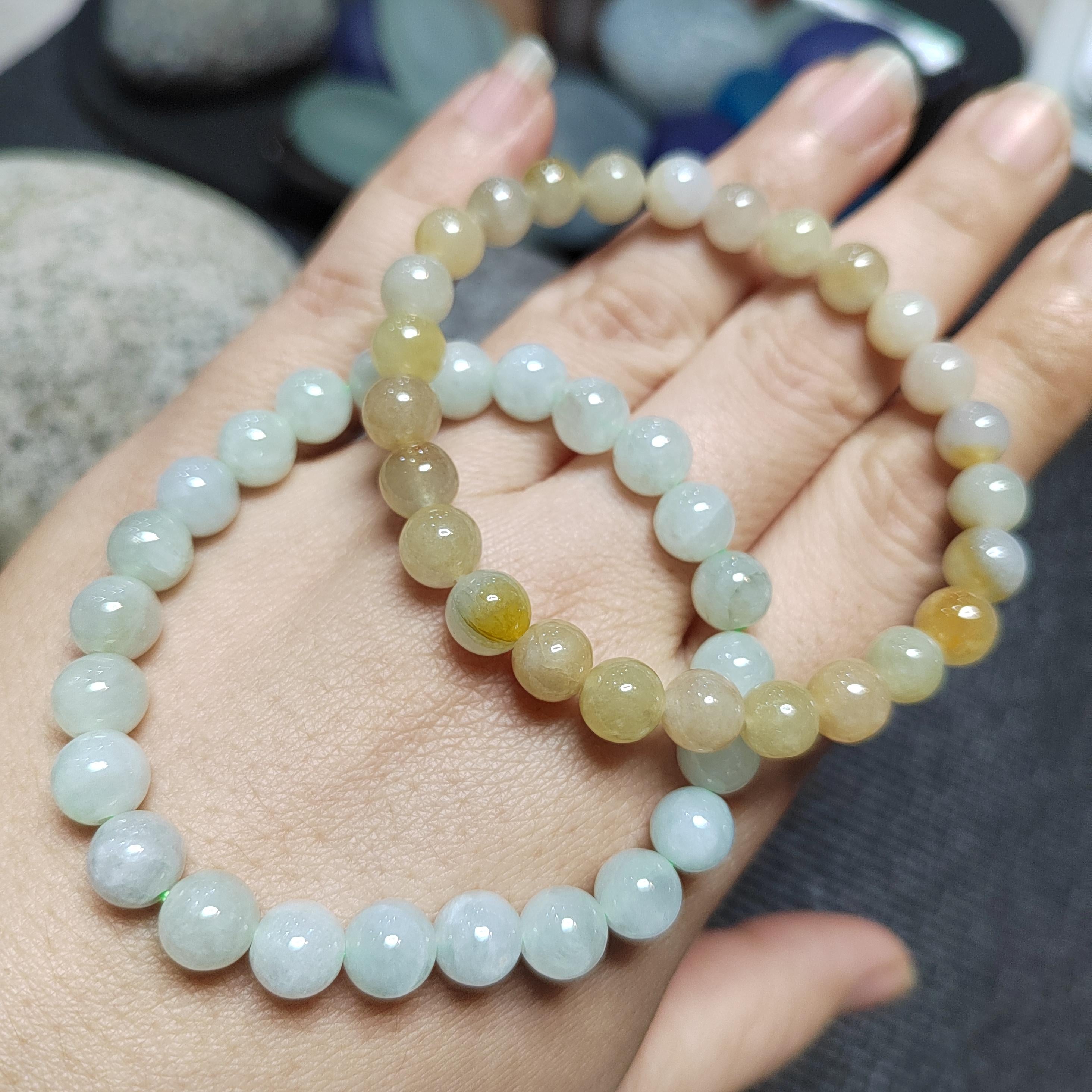 Certified Burmese Jadeite Bracelet Set: Yellow & Icy White Green A-Grade Jade SL425 - SL Precious