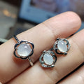 Minimalist Natural Burmese Icy White Jadeite Ring & Earrings | S925 Sterling Silver | Pure Type A Jade Set SL412 - SL Precious