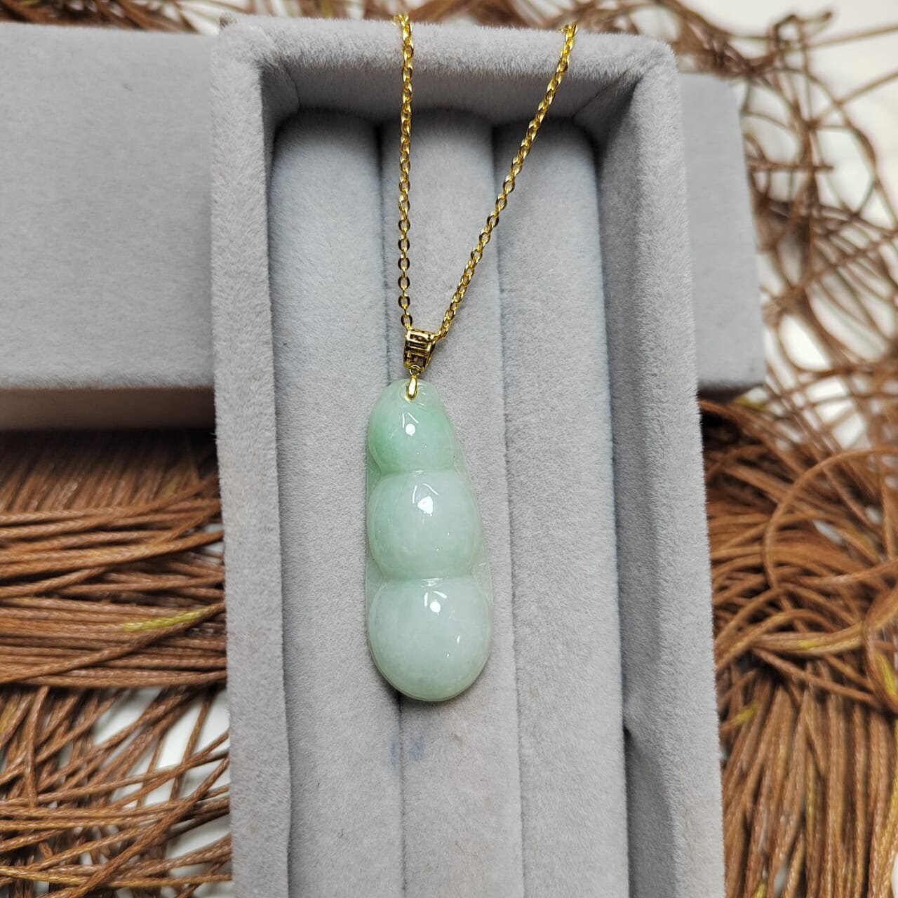 Certified Burmese Gemstone A-Grade Lucky Bean Jadeite Pendant | 18k Solid Yellow Gold Set | Jewelry for Women, Mom, Wife SL8014 - SL Precious