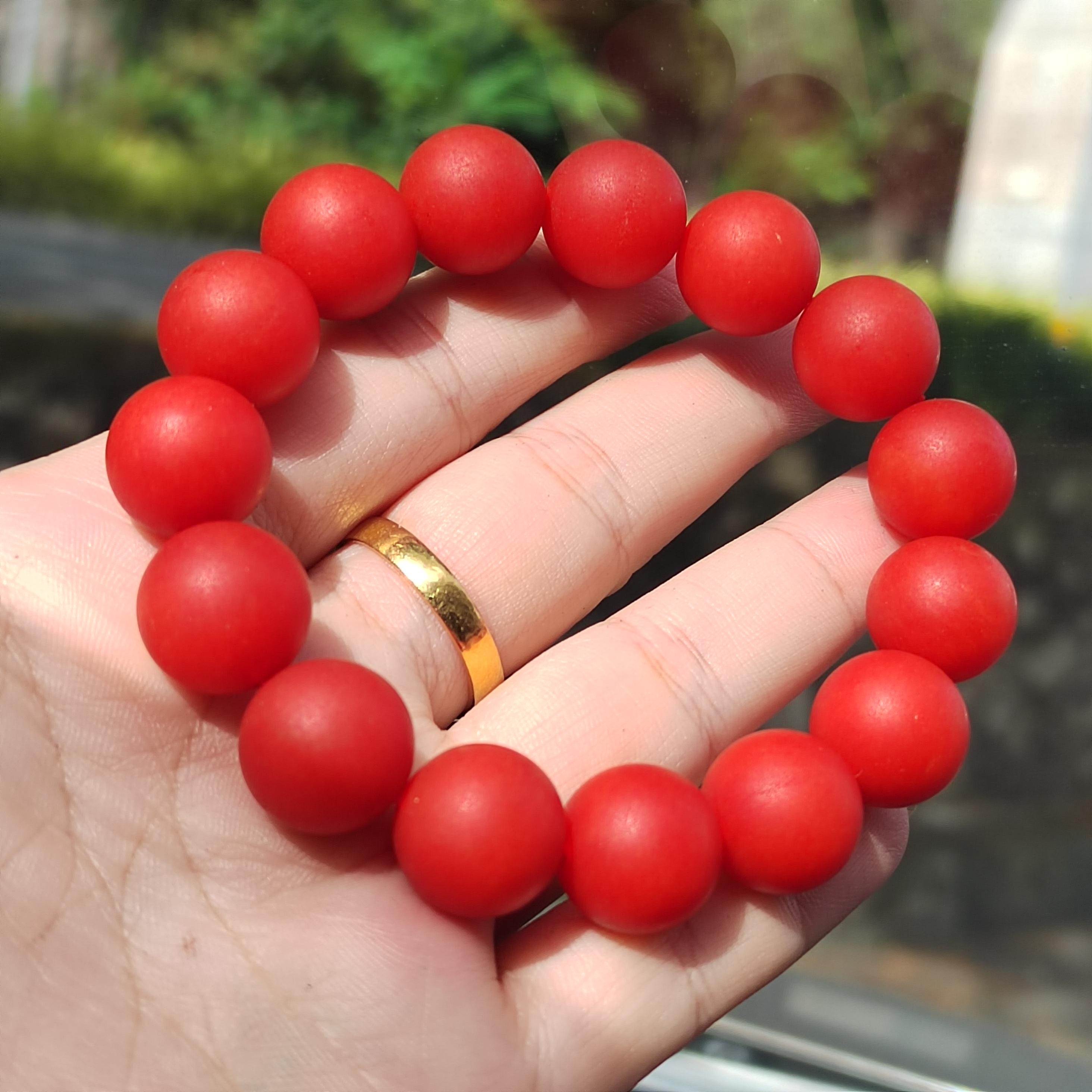 Certified A-Grade Natural Yunnan Baoshan Xishan Yangliu Jinhong Beads Nanhong Agate Matte Surfaces Beads Bracelet 14-14.2mm SL401