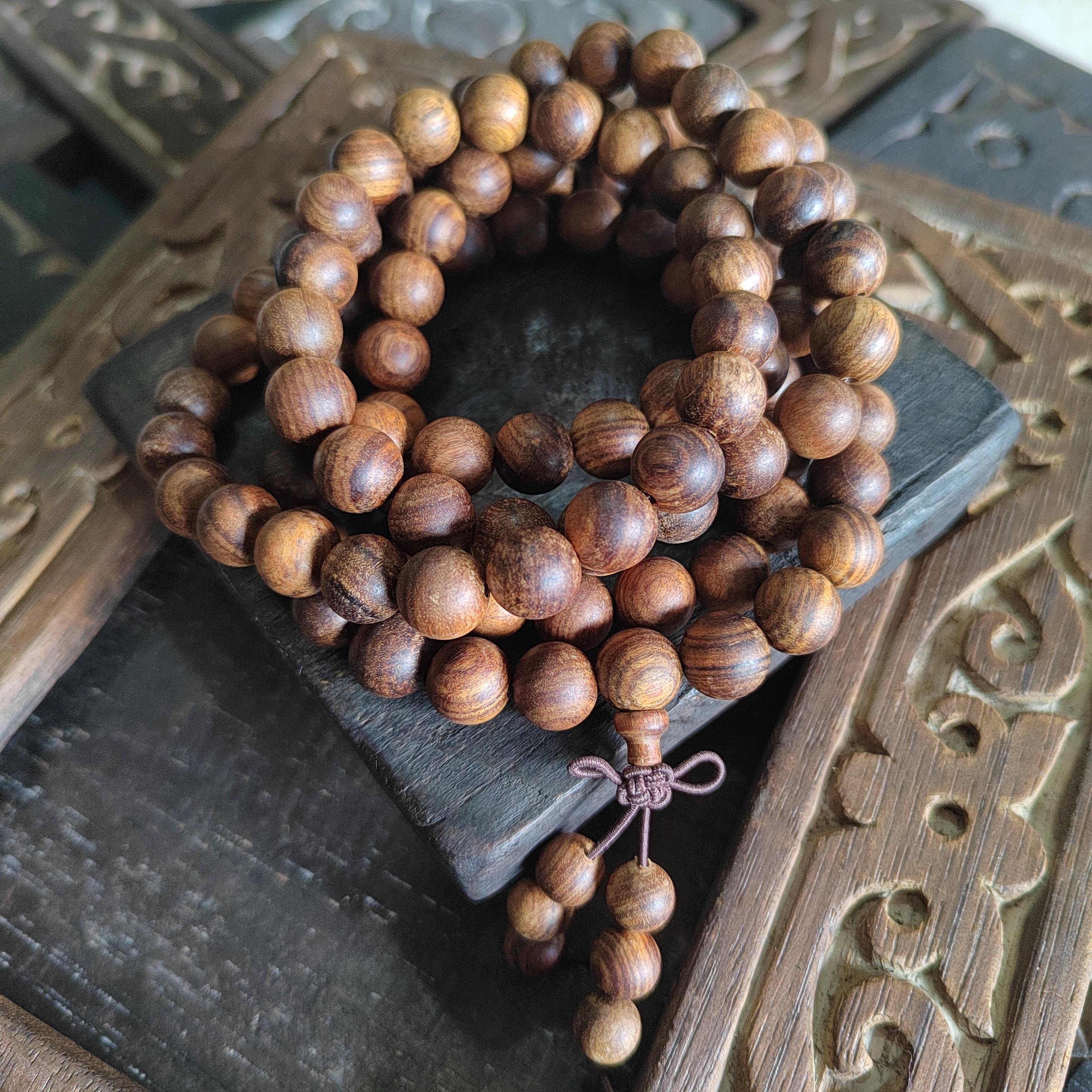 Burmese Red Soil Agarwood Mala: 108 Aromatic Prayer Beads SL422