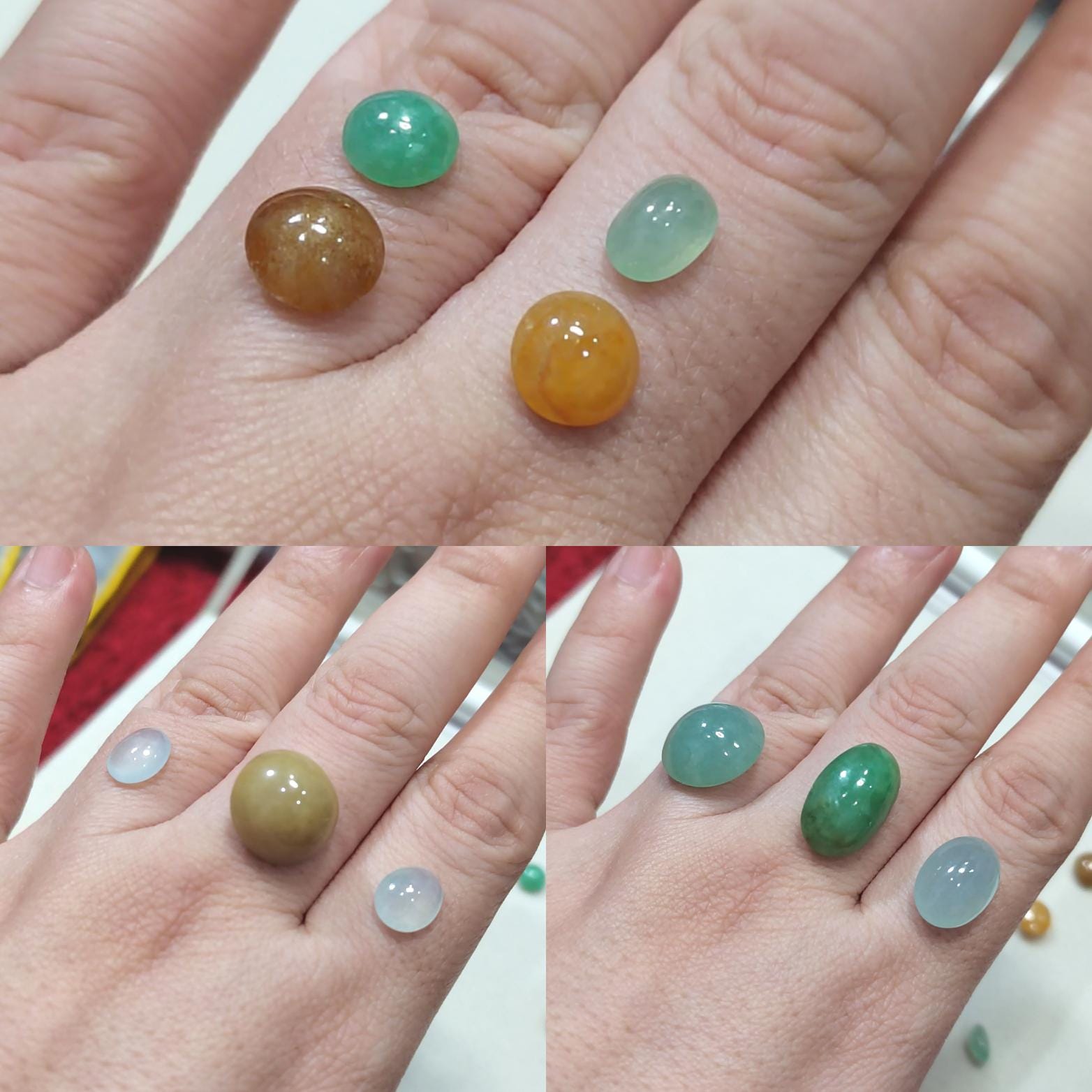 Natural Untreated 10pcs Set Burmese Multicolour Cabochons Jadeite SL405 - SL Precious