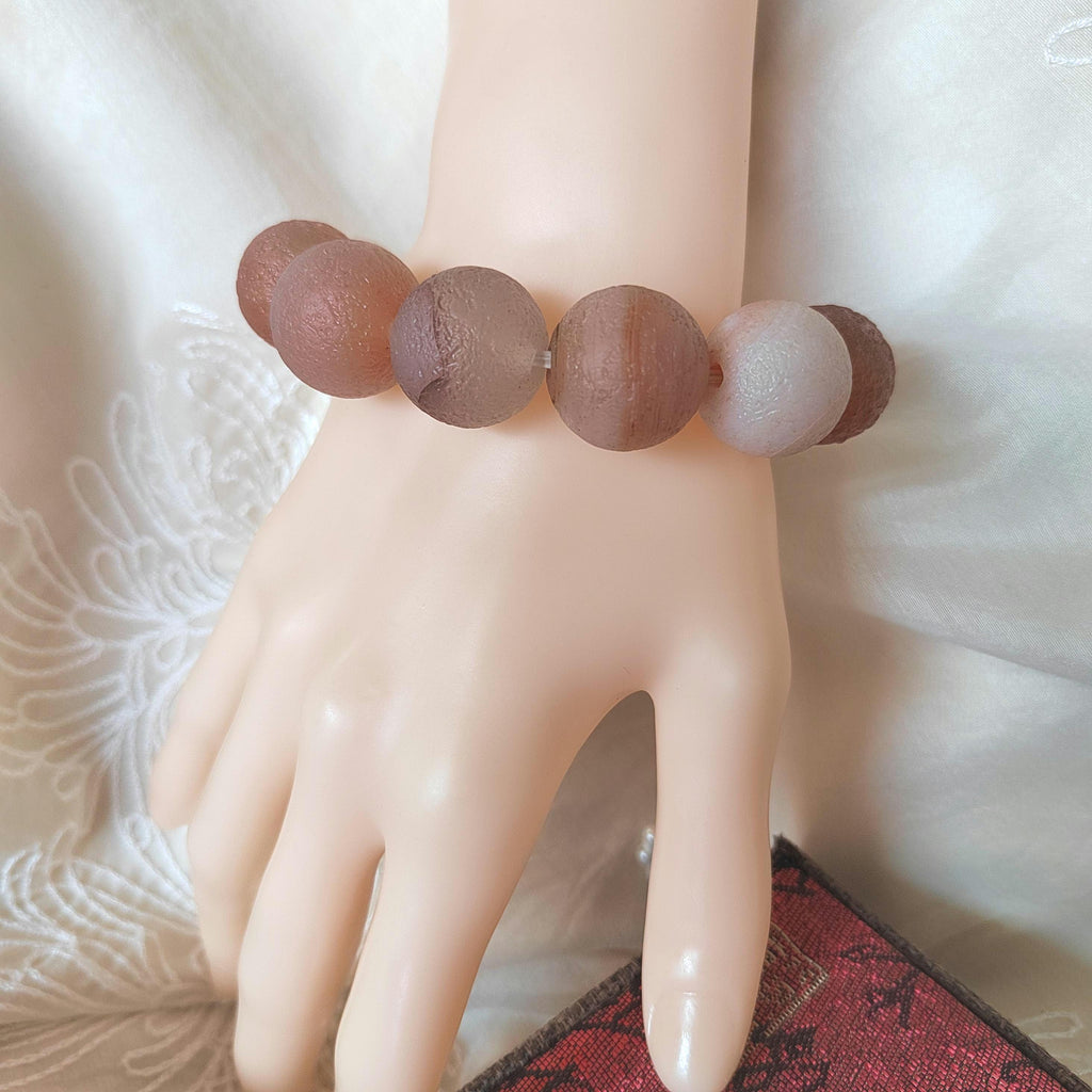 Large 11pcs 19.5-20.4mm Natural Yanyuan Agate Beads Bracelet, Rare Uneven Matte Design, Unique Limited Edition Statement Jewelry SL116B - SL Precious