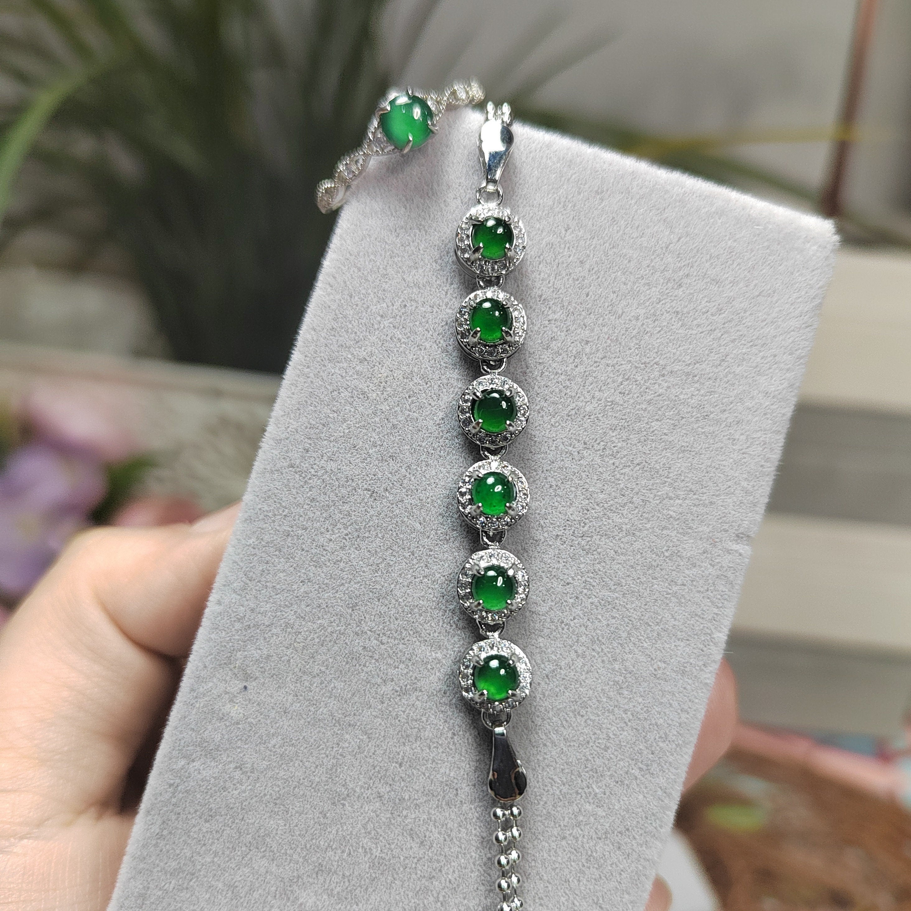 Certified Imperial Green Jadeite Bracelet from Guatemala | S925 Silver with FREE Matching Ring | Minimalist Luxury Design | SL080 - SL Precious