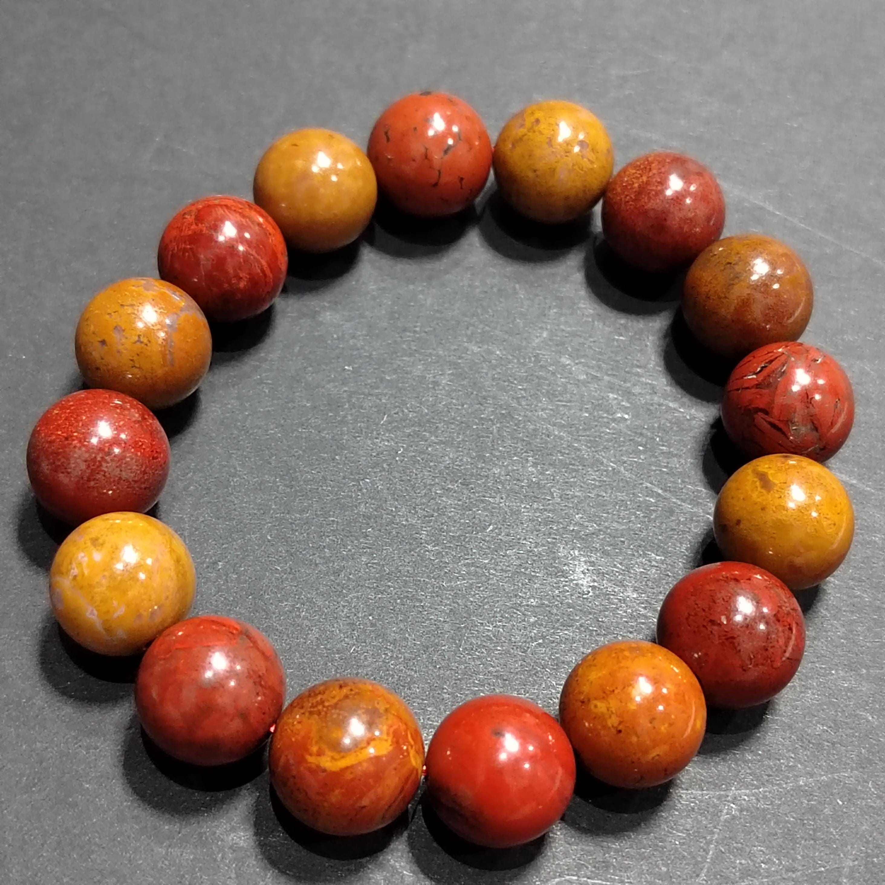 Certified A-Grade Natural Southern Yunna Zhaotong(昭通料） Nanhong Orange/Red Tone Natural Beauty Bead Bracelet SL384