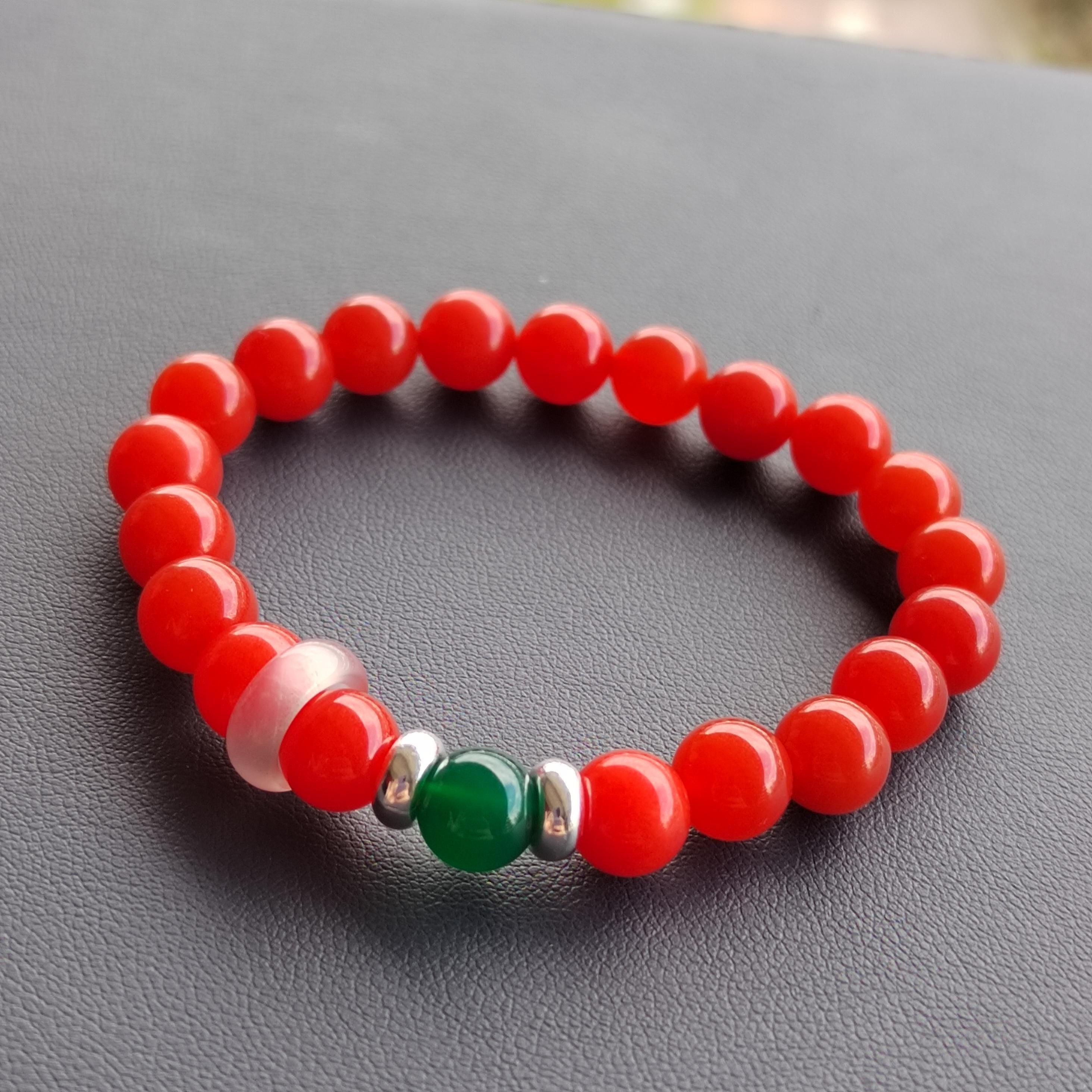 Natural Baoshan Nanhong Red Agate Bead Bracelet & Bangle Set | S9999 Pure Silver Bangle/Bead Green Agate | 4 Designs SL285 SL286 SL287 SL288