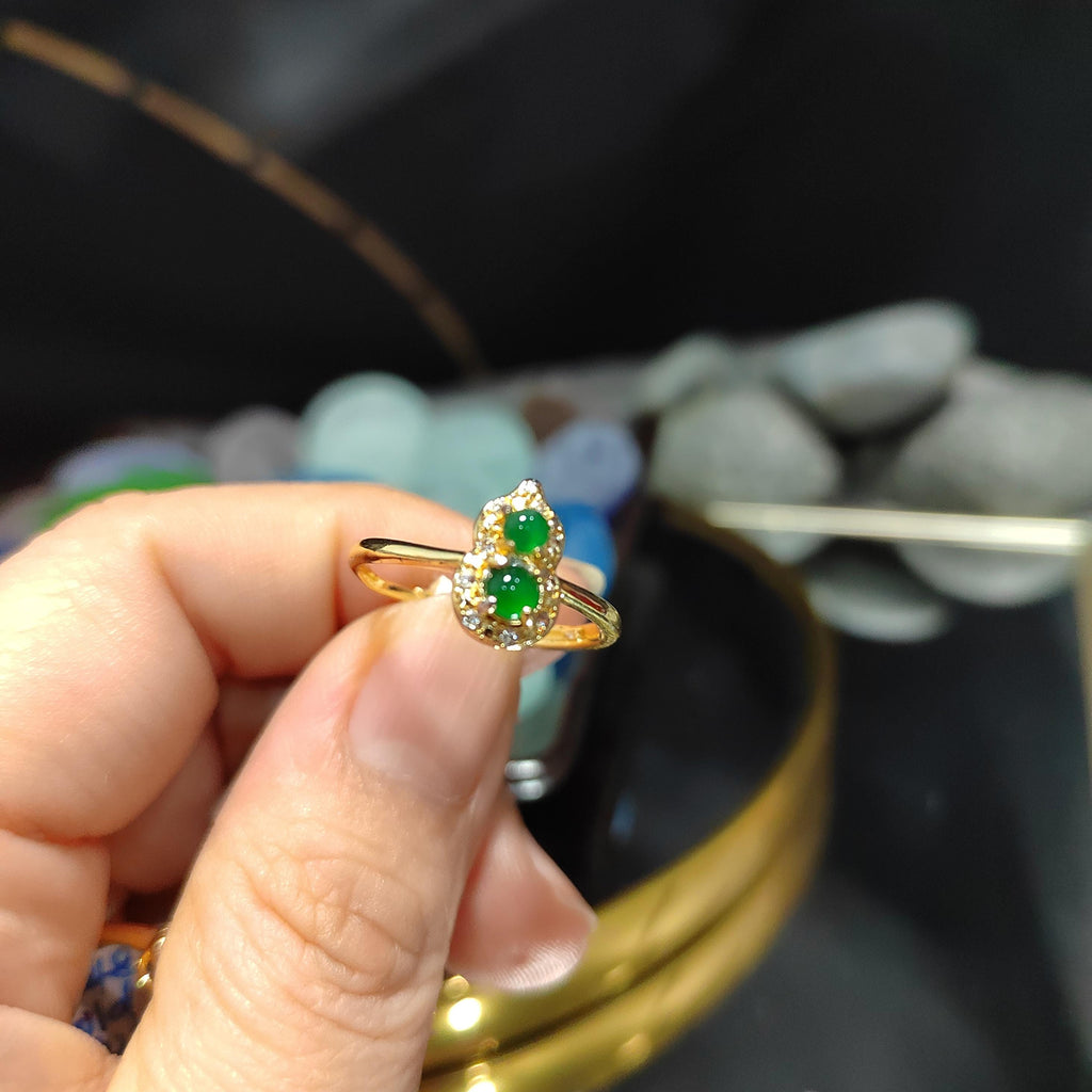 Certified Natural Guatemala Green Blue Wulu Jadeite Minimalist Ring 18k Plated on S925 Sterling Silver SL376 - SL Precious