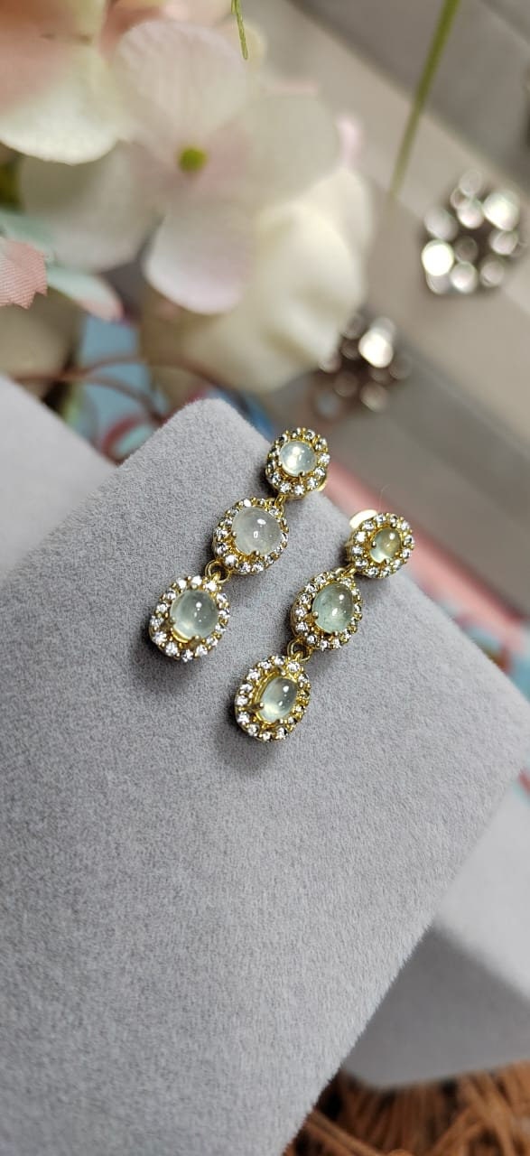 Natural Luxury Burmese Icy Light Jadeite Earrings & Bangle Set | 18K Gold Plated SL064 - SL Precious