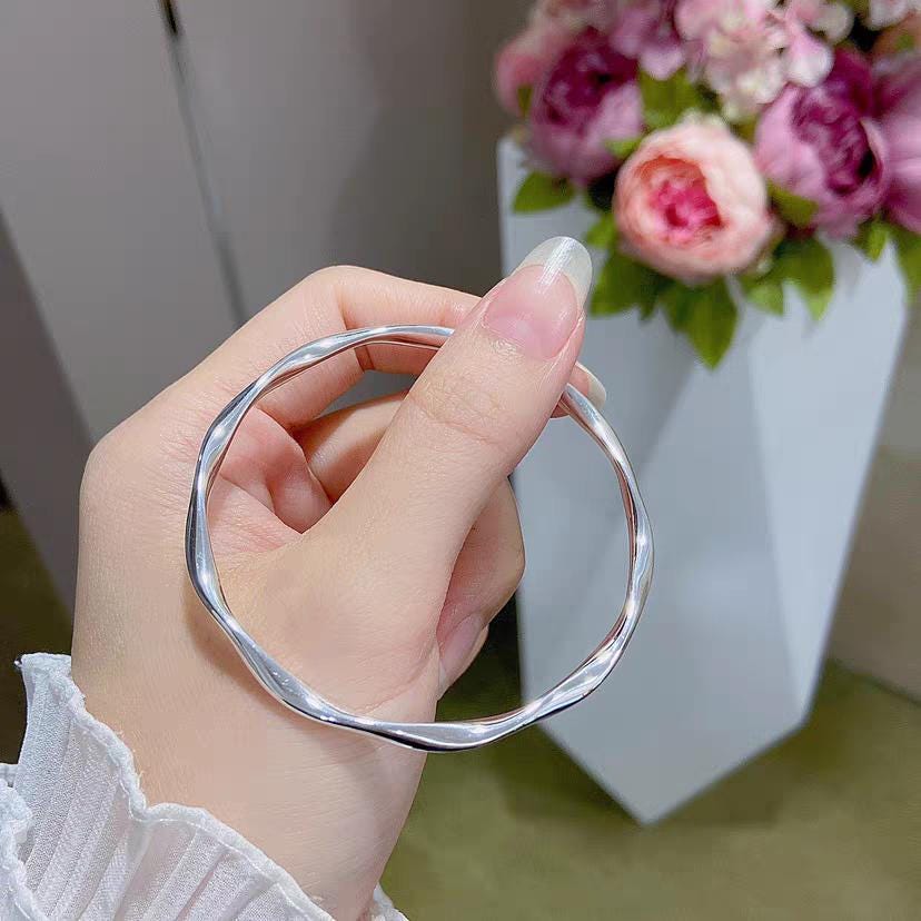 S9999 Silver Filled Vermeil Twist Wave Cuff Bangle | Elegant Design | Perfect Gift | SL339