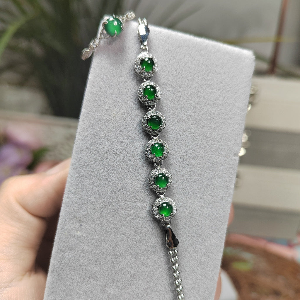 Certified Imperial Green Jadeite Bracelet from Guatemala | S925 Silver with FREE Matching Ring | Minimalist Luxury Design | SL080 - SL Precious