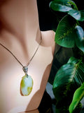 Luxurious Yellow Jadeite Leaf Pendant - Exquisite Panther Bail, 925 Sterling Silver Plated with 18K White Gold SL8000 - SL Precious