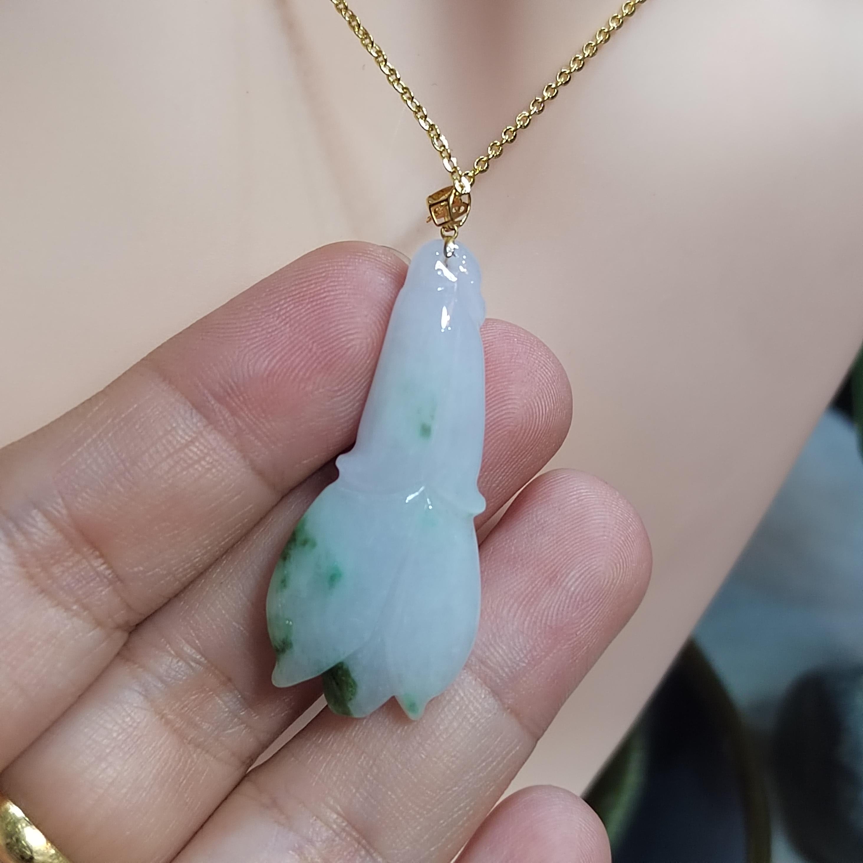Luxurious A-Grade Gemstone Jadeite Pendant in Yellow Gold Setting for Special Occasions SL8013 - SL Precious