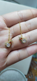 Certified A-Grade Natural Untreated Icy White Yellow  Burmese Jadeite on S925 Silver Plated with 18K Yellow Gold Earring SL054 - SL Precious