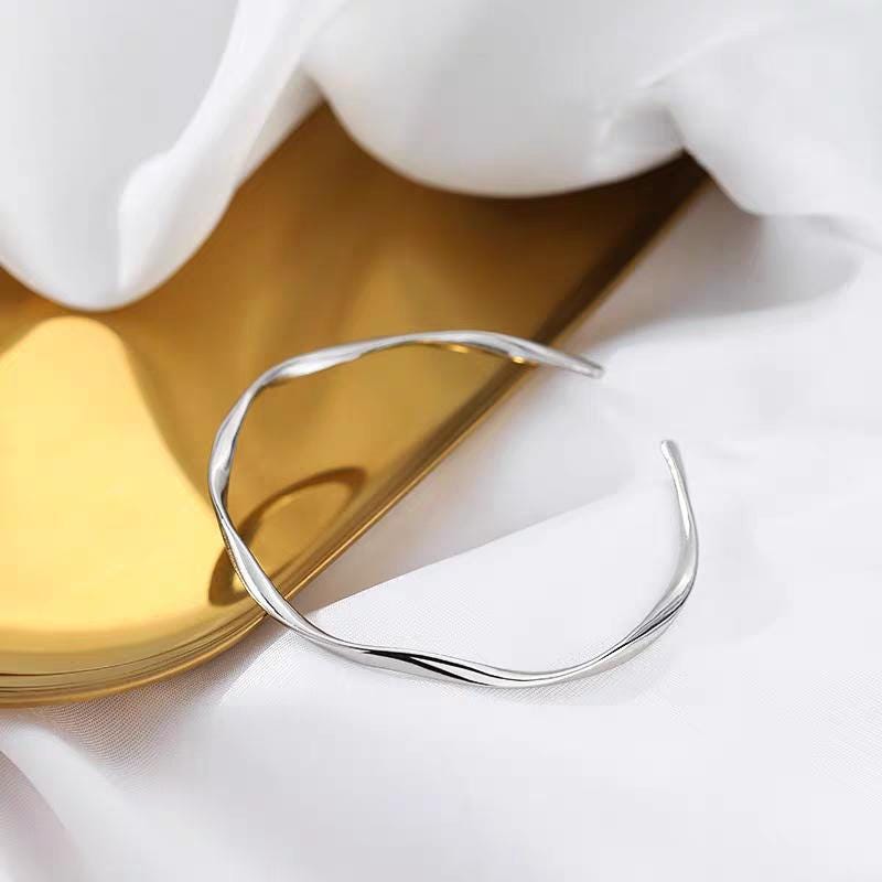 S9999 Silver Filled Vermeil Twist Wave Cuff Bangle | Elegant Design | Perfect Gift | SL339