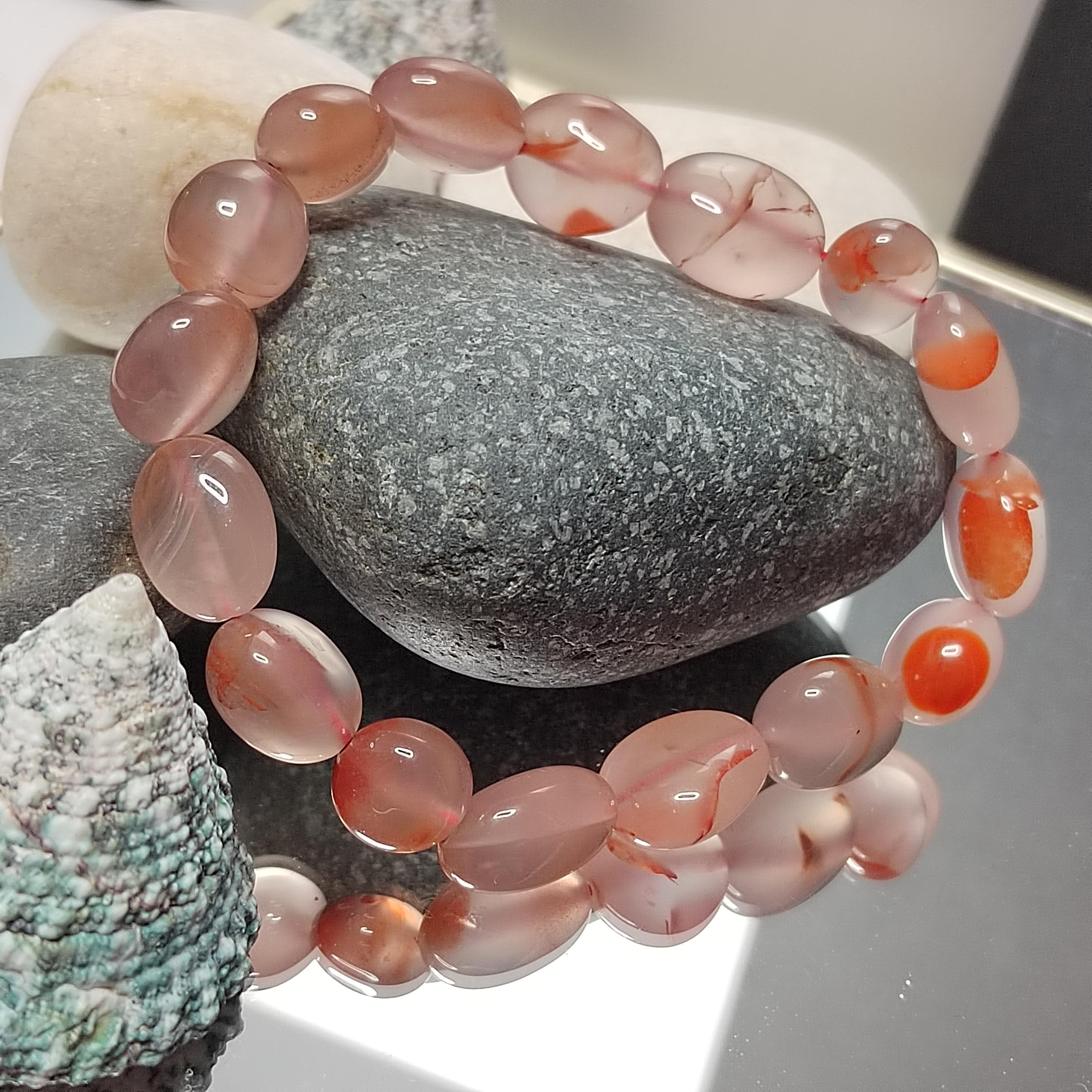 Certified A-Grade Natural Untreated Elegant China Nanhong Agate Yunna Sichuan Jiukou Icy Floating Flower Uneven Cut Bead Bracelet SL277