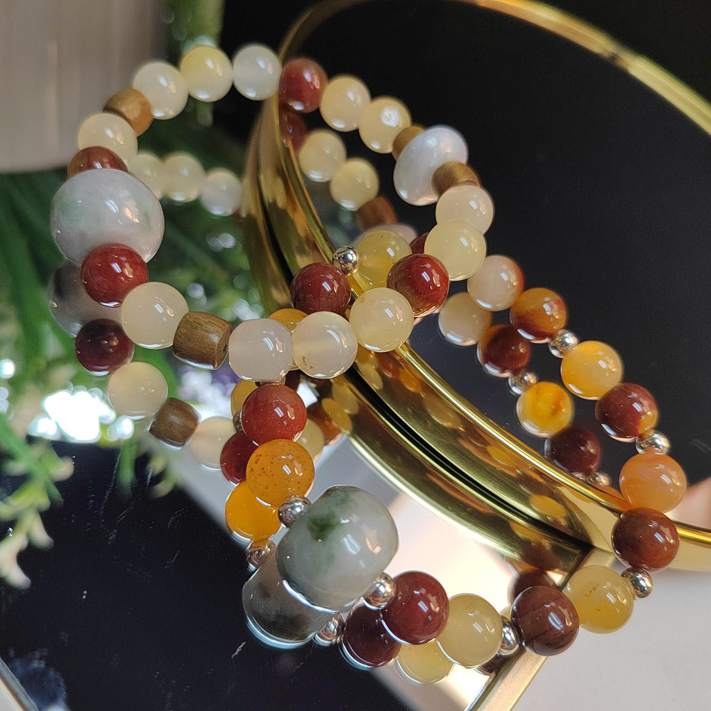 Handmade Natural Untreated HuangLong Jade| Burmese Jadeite| S999 Silver Bead Bracelet SL345B SL345W - SL Precious