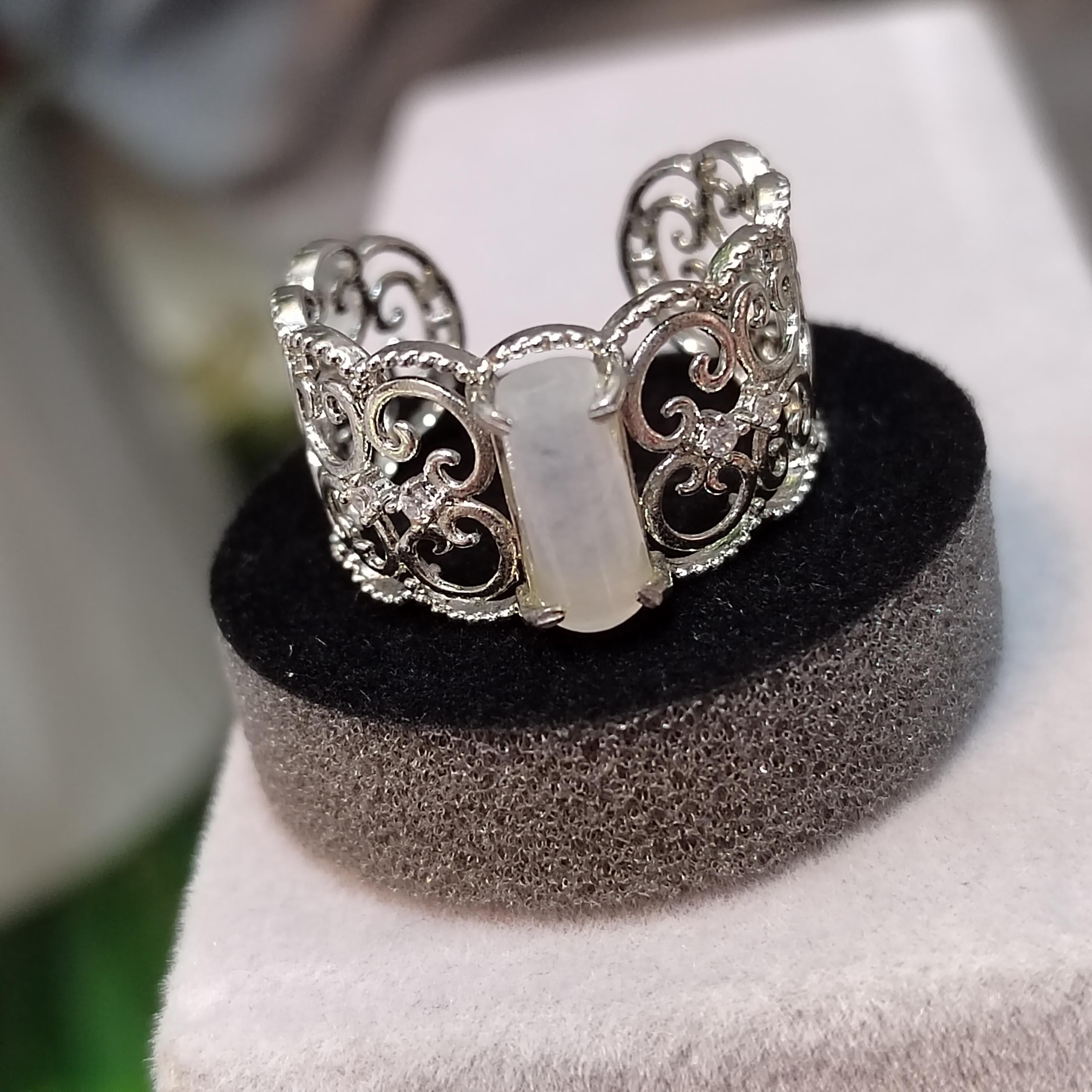 Certified Burmese Gemstone Elegant White Icy Lace Cylinders Design Natural Untreated Ring Jewelry for Special Occasion, Wedding, SL129 - SL Precious