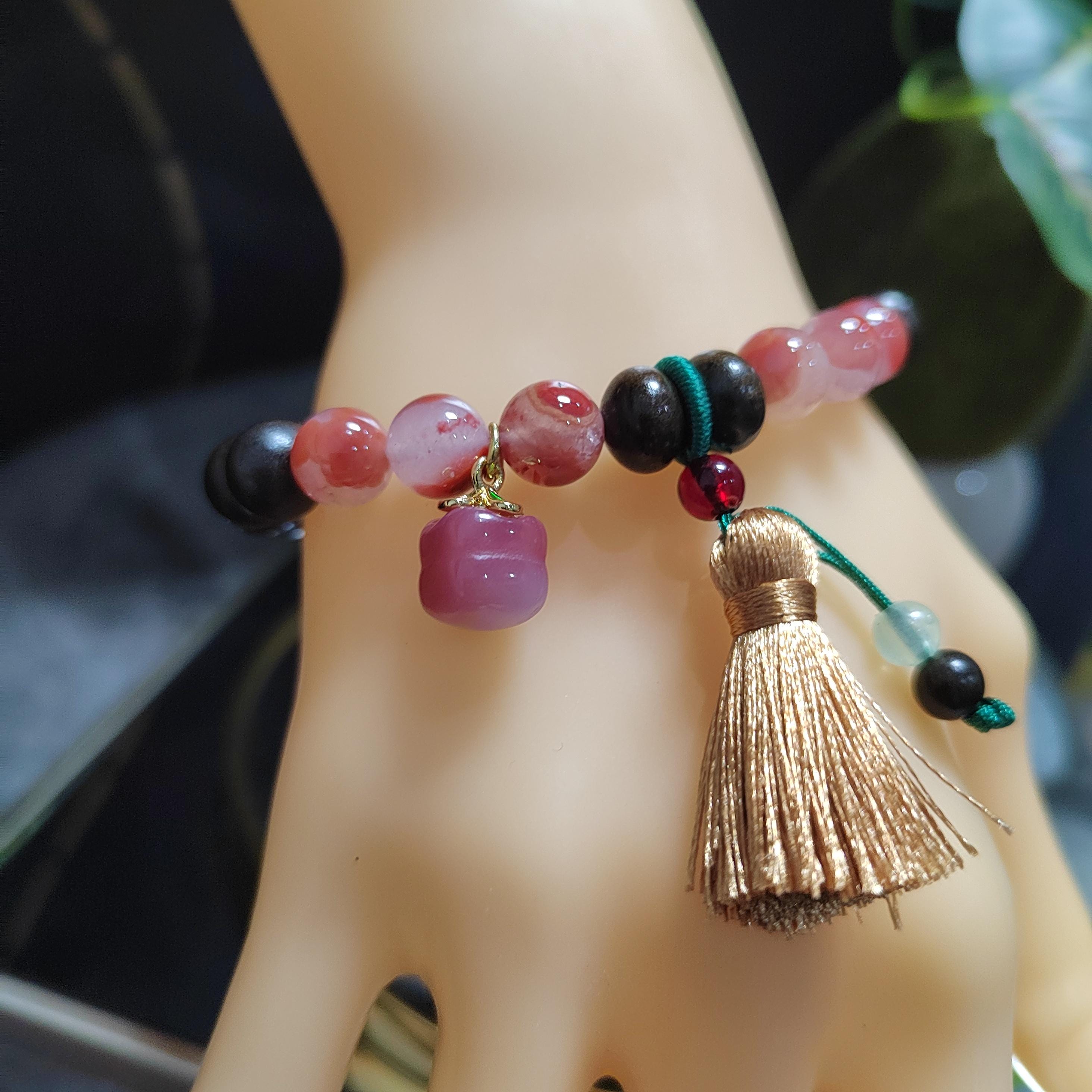 Certified Natural South Red Agate & Ebony Wood Twin Bracelet Set | Bodhi Seed Accents | 沉贵宝| 999 Silver Filled Vermeil SL392