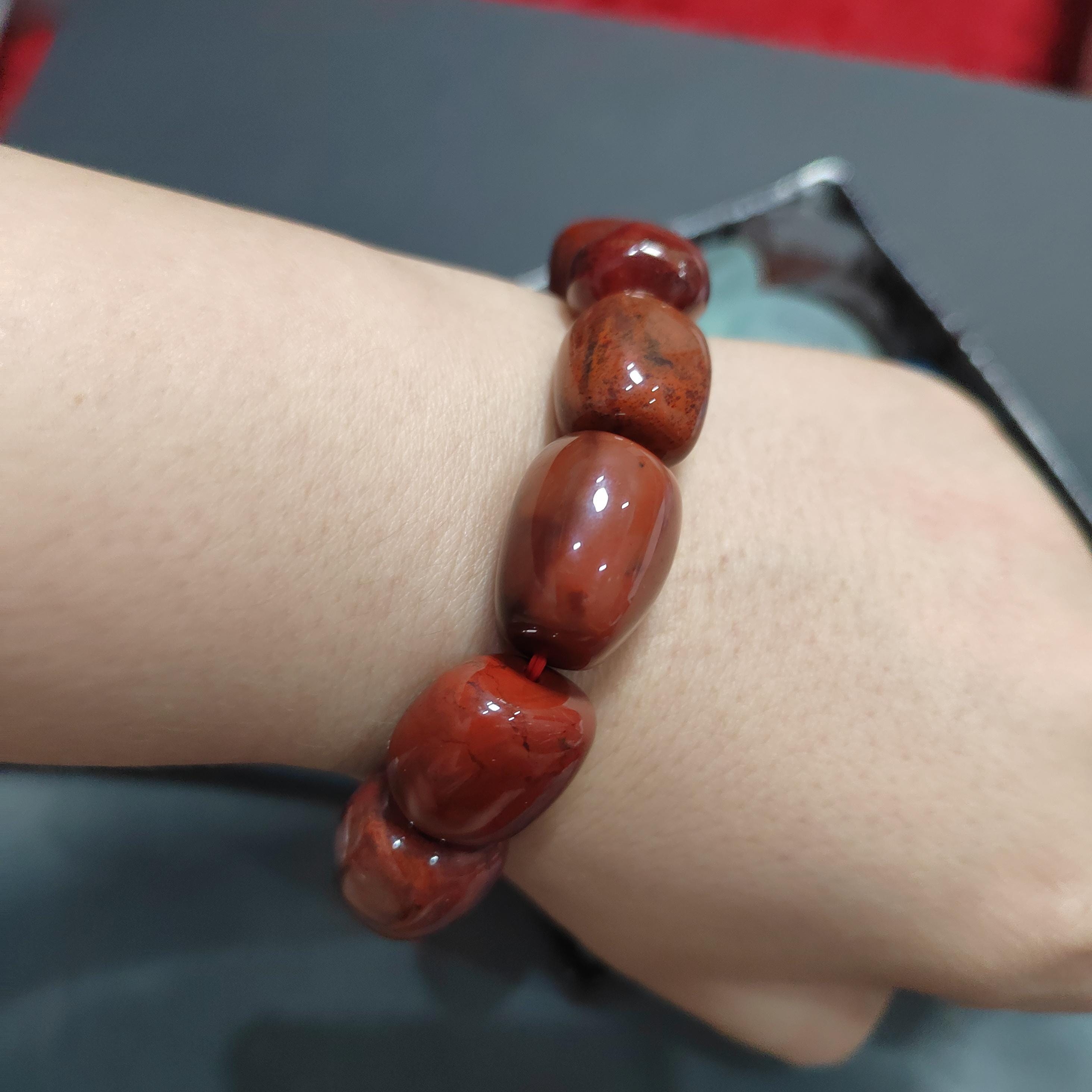 Certified A-Grade Natural Southern Sichuan Liangshan Waxi Ox Blood| Natural Raw Skin| 14-18mm Uneven Beads Bracelet SL380