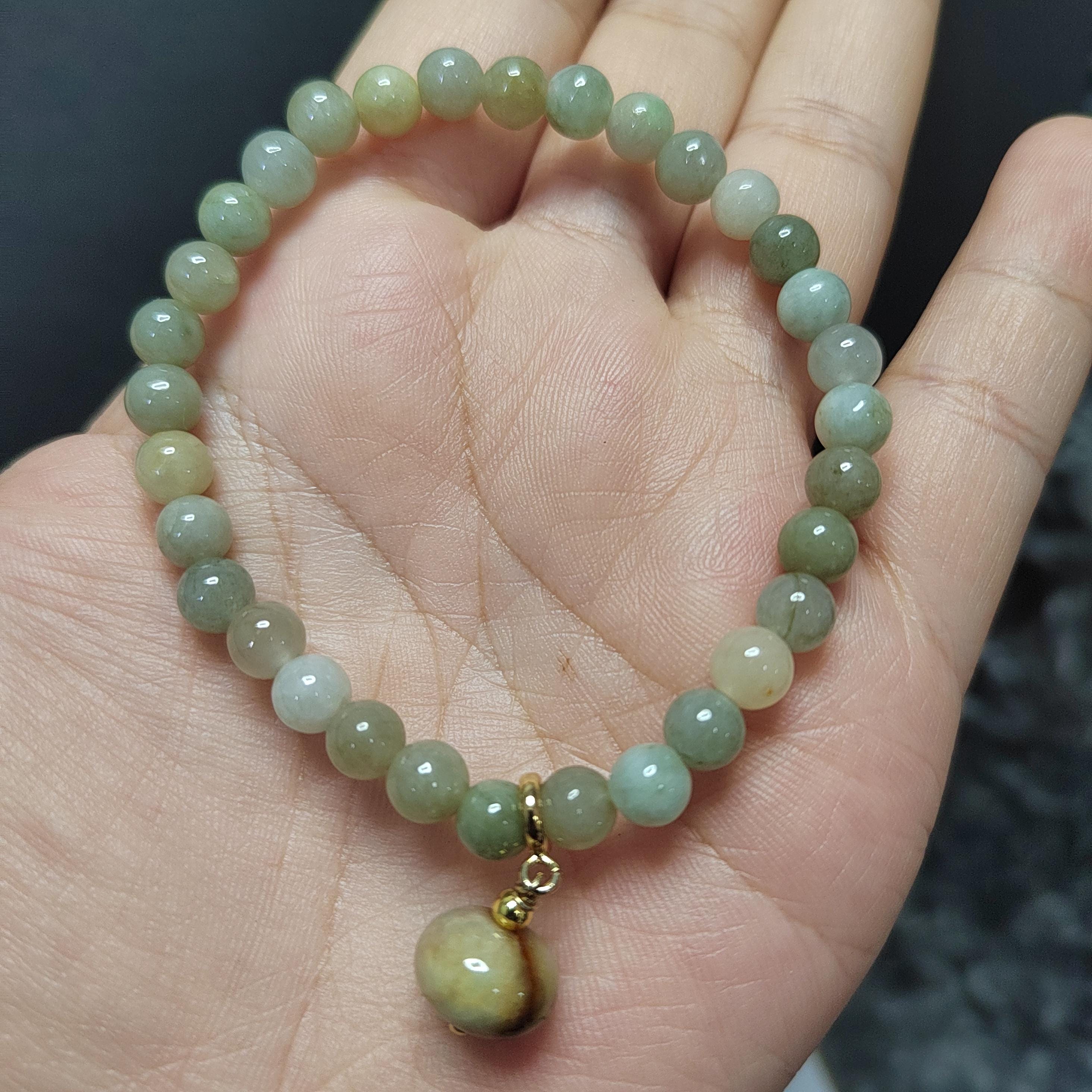 Natural Untreated Burmese Sugar Cane Yellow, Green, and Icy White Minimalist Bead Bracelet Design SL335 - SL Precious