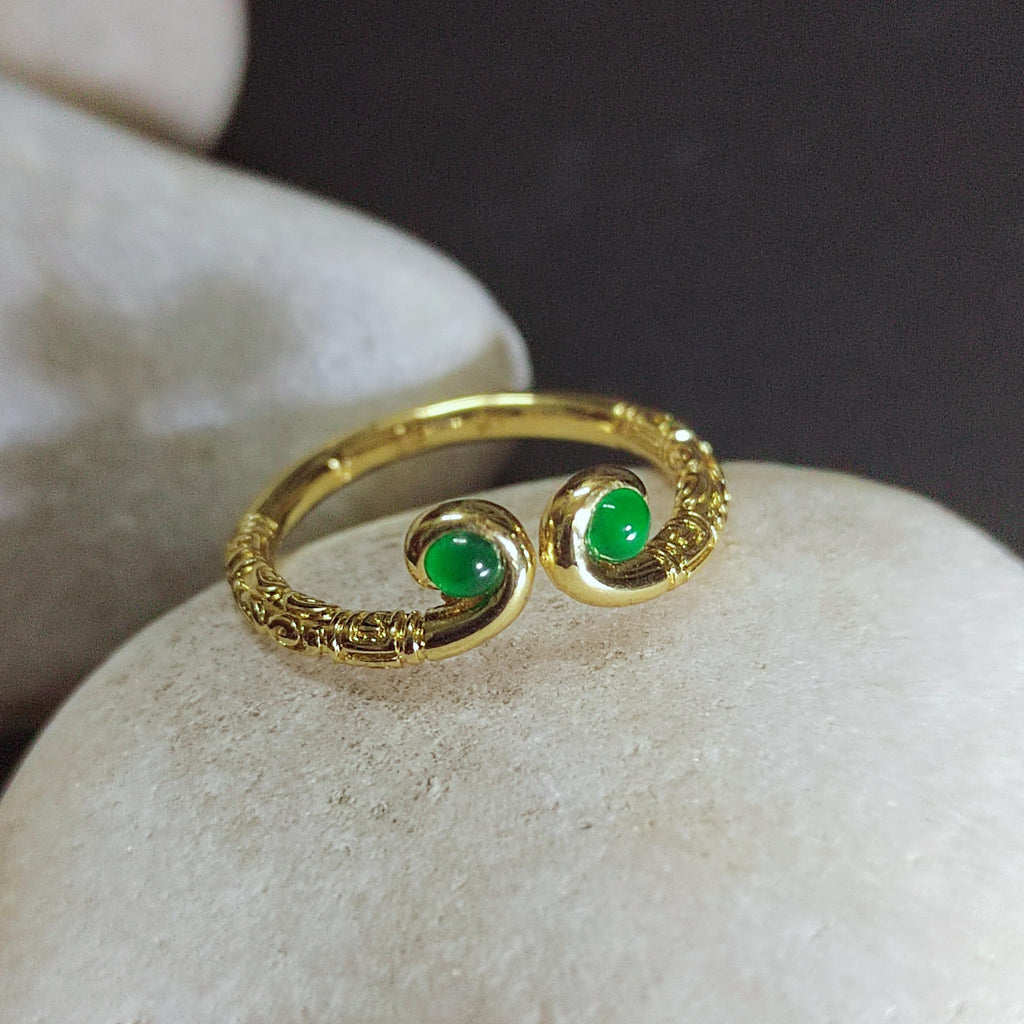 Certified Guatemala Imperial Green Minimalist Design 18k Gold Plated Ring SL248X7 - SL Precious