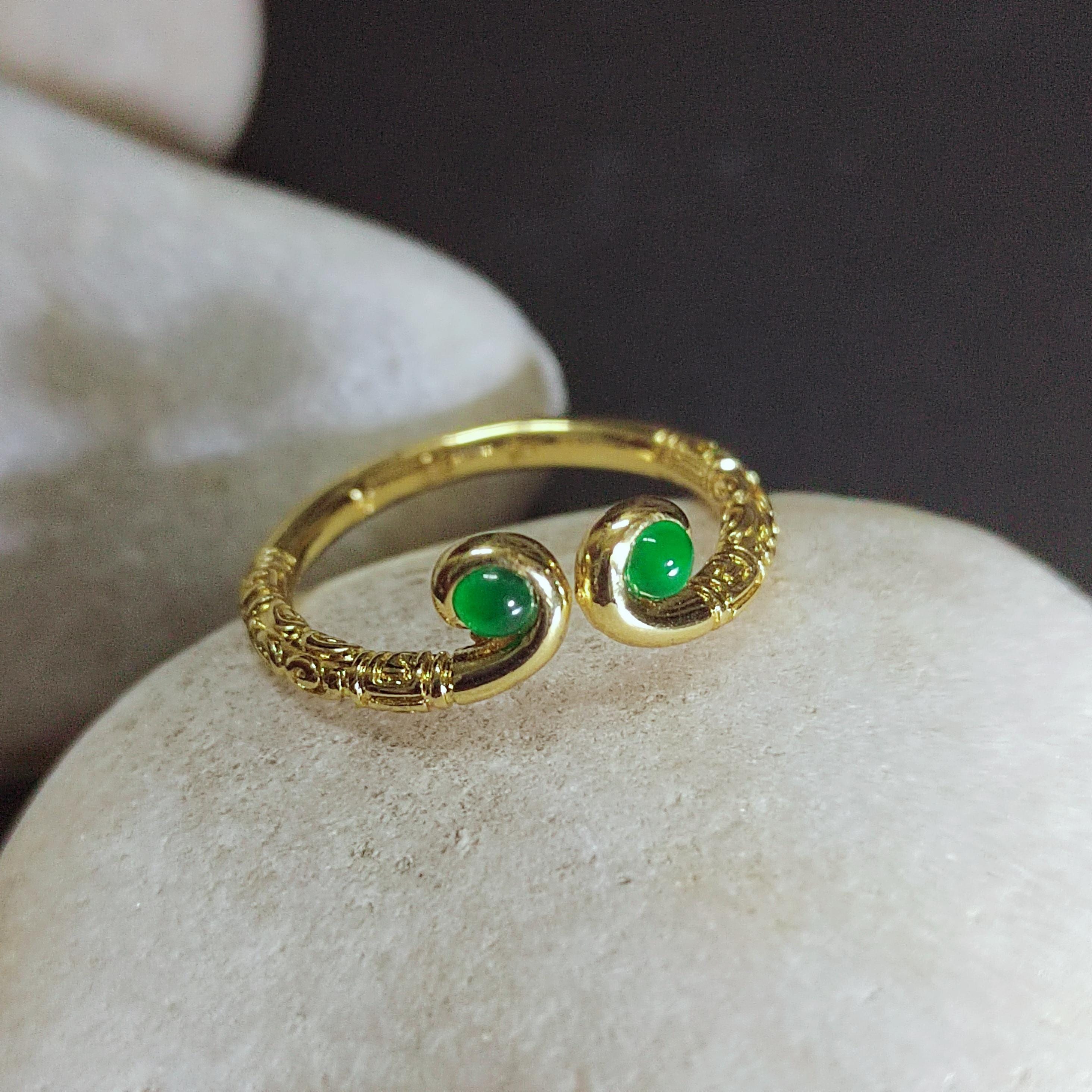 Certified Guatemala Imperial Green Minimalist Design 18k Gold Plated Ring SL248X7 - SL Precious