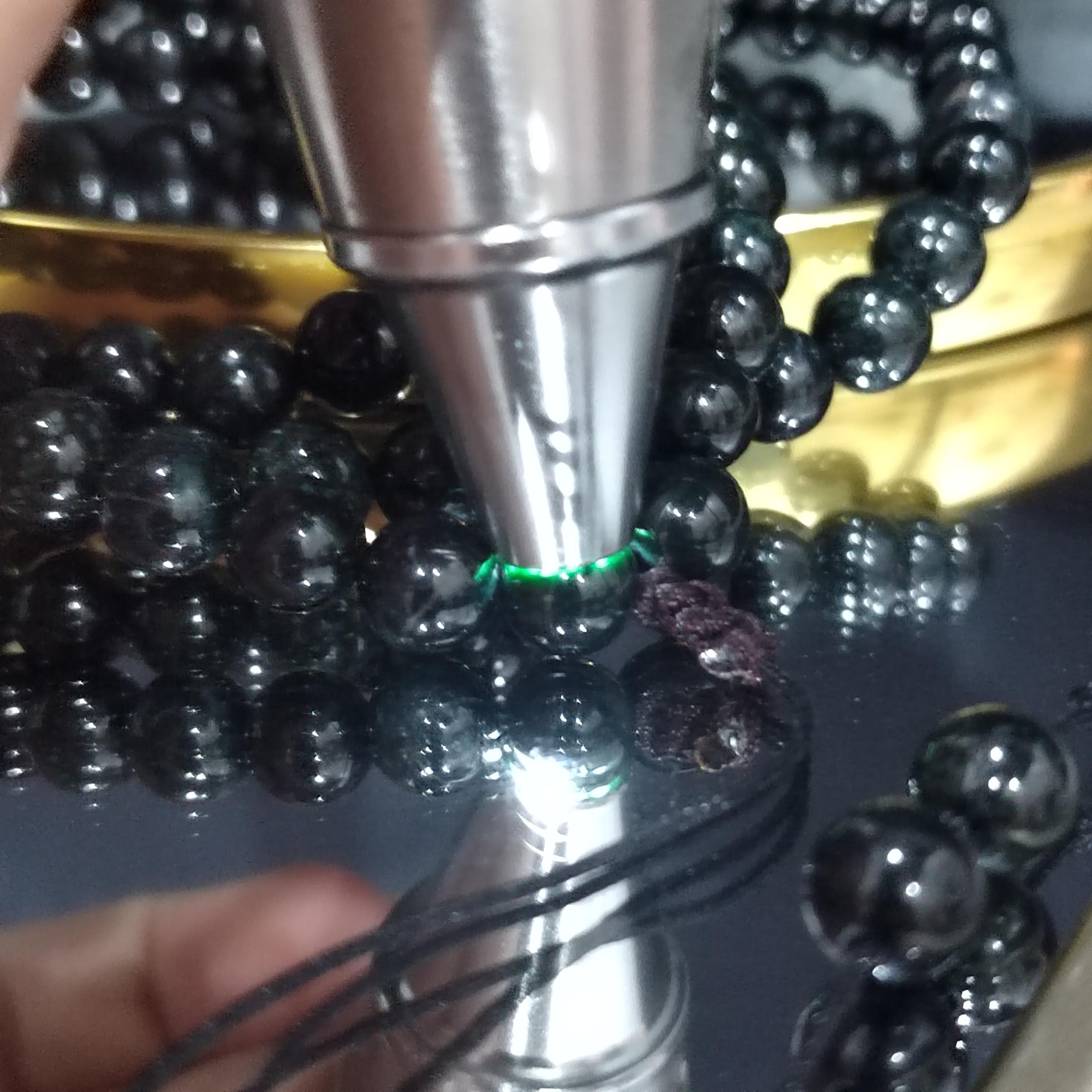 Burmese Black Ink Jadeite Bead Necklace: Natural A-Grade, 8mm FREE 10mm Bead Bracelet SL361NB