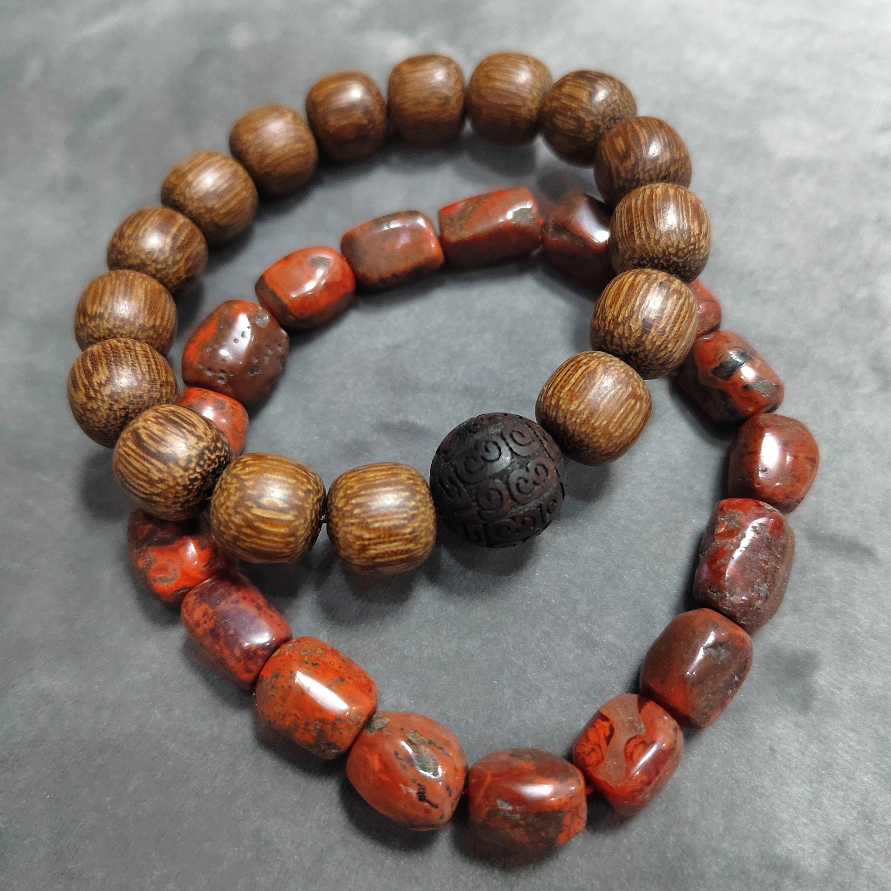 Certified A-Grade Natural Southern Sichuan Liangshan Waxi Uneven Cut Beads m| Raw Skin/Shape| Free Agarwood Bead Bracelet 2pcs Set SL383