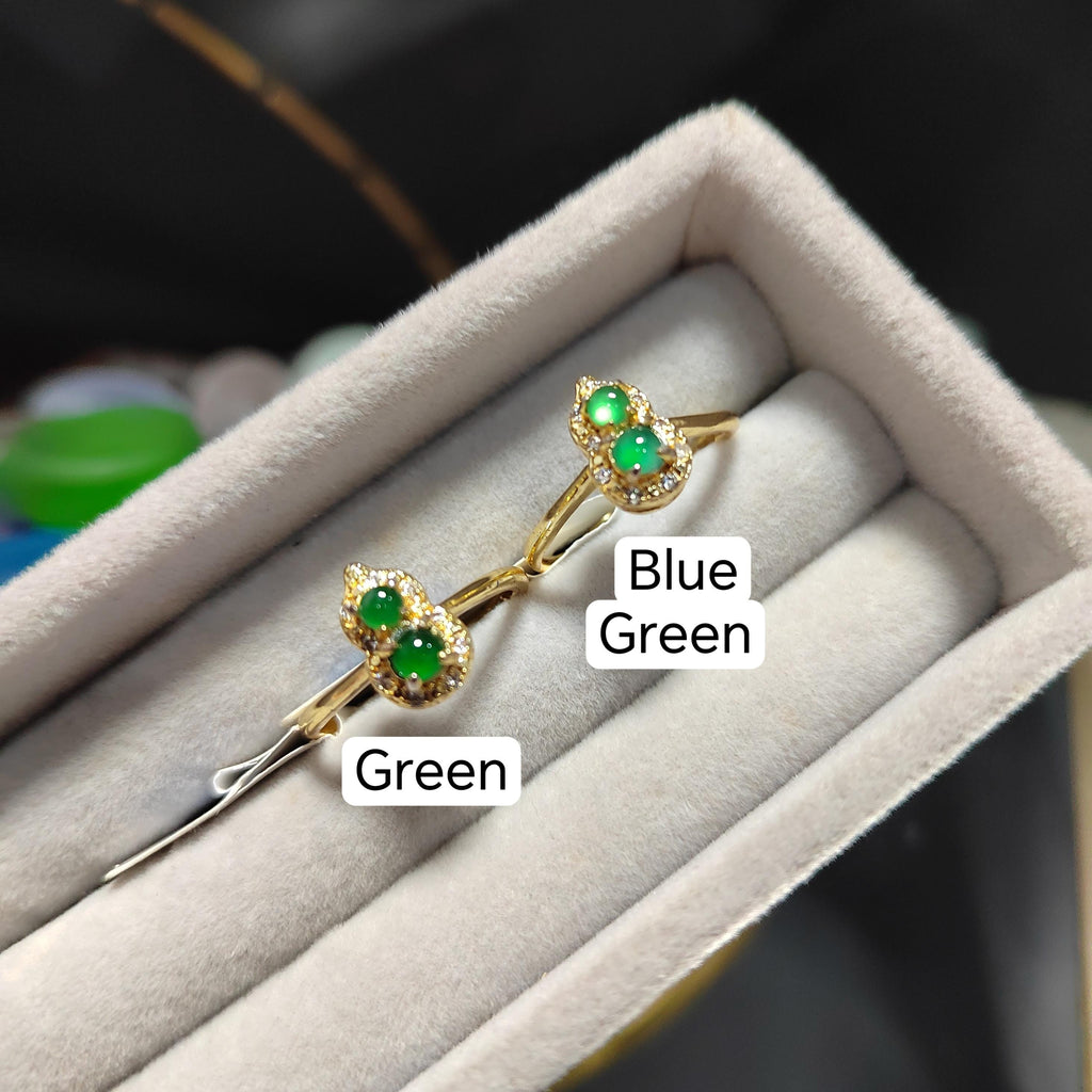 Certified Natural Guatemala Green Blue Wulu Jadeite Minimalist Ring 18k Plated on S925 Sterling Silver SL376 - SL Precious