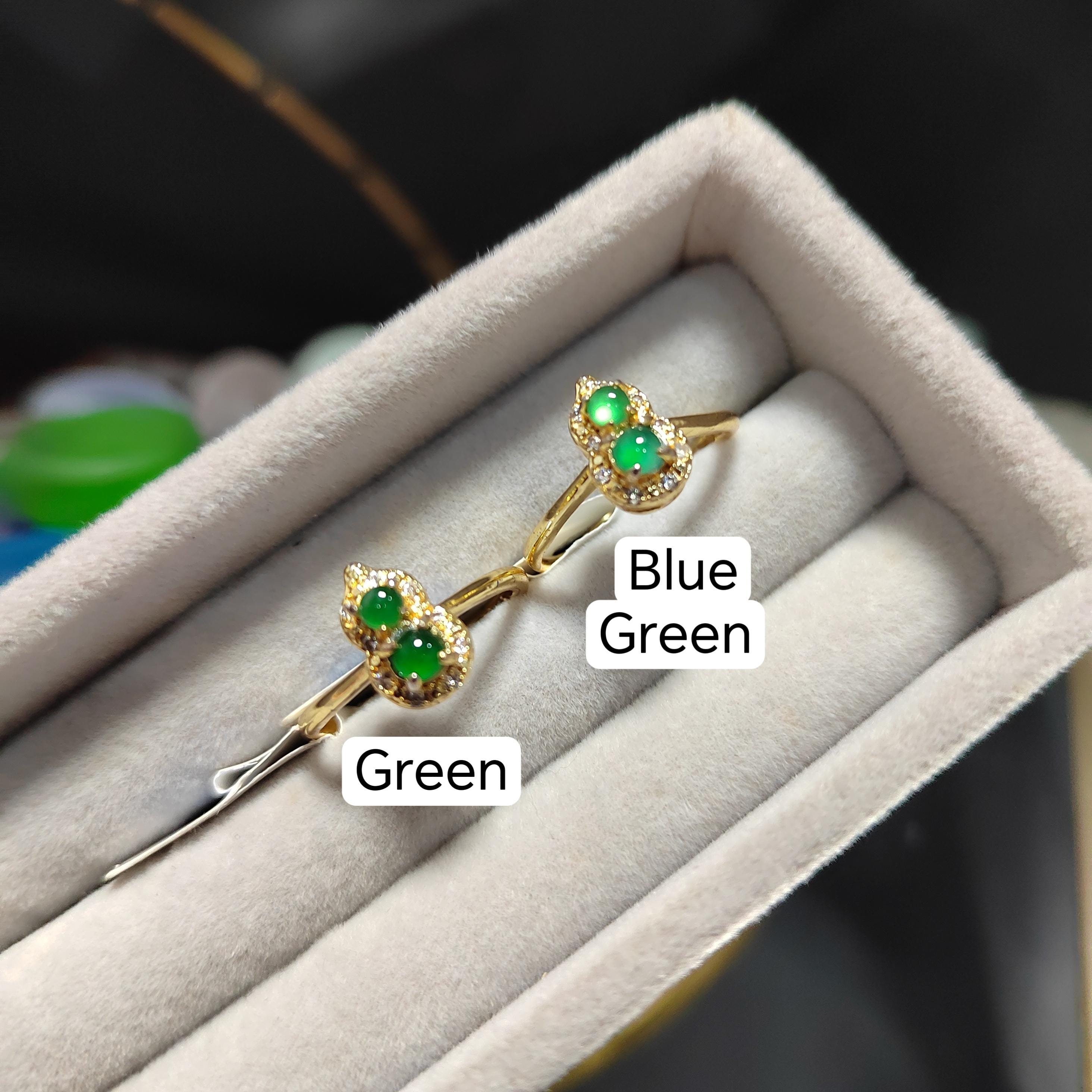 Certified Natural Guatemala Green Blue Wulu Jadeite Minimalist Ring 18k Plated on S925 Sterling Silver SL376 - SL Precious