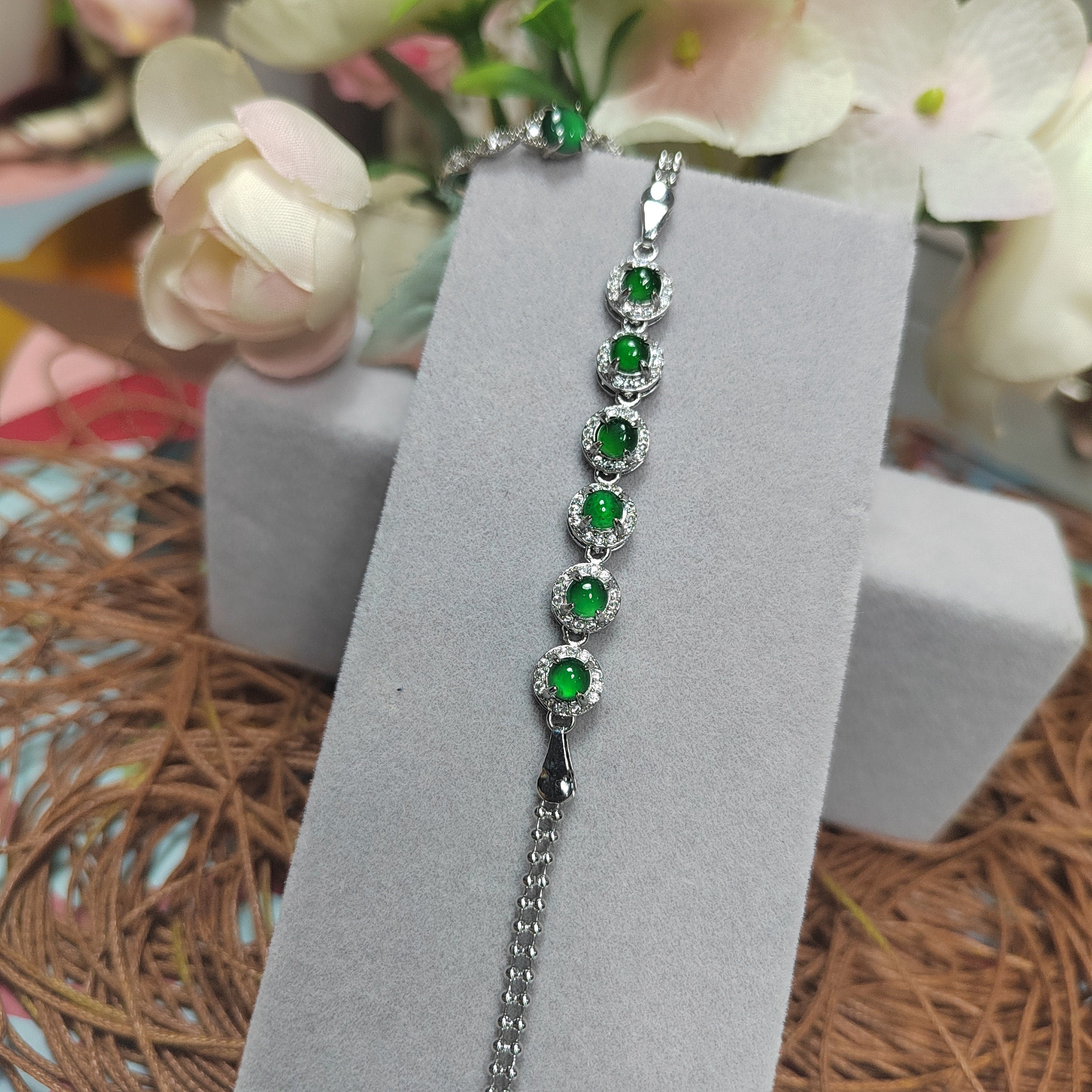 Certified Imperial Green Jadeite Bracelet from Guatemala | S925 Silver with FREE Matching Ring | Minimalist Luxury Design | SL080 - SL Precious
