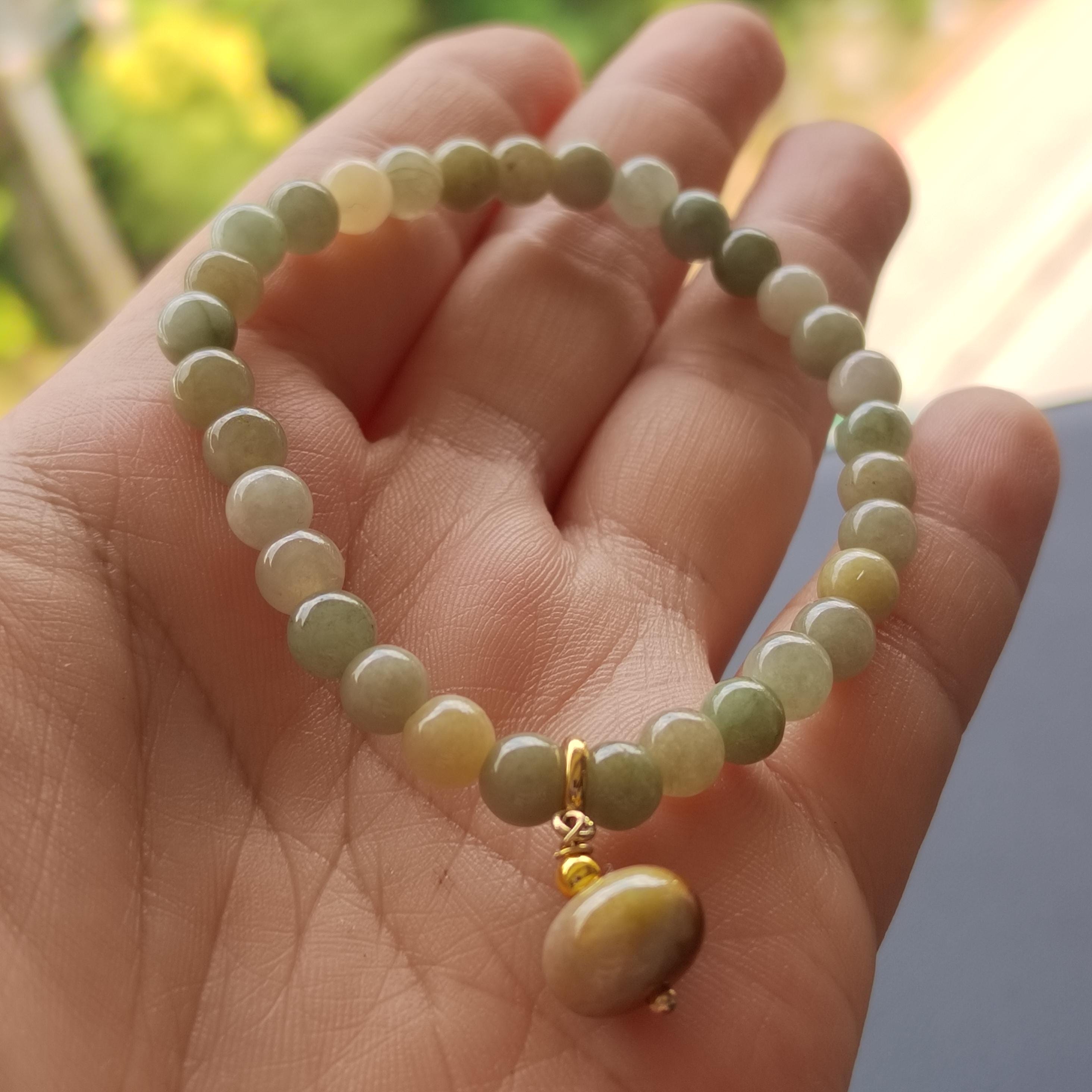 Natural Untreated Burmese Sugar Cane Yellow, Green, and Icy White Minimalist Bead Bracelet Design SL335 - SL Precious