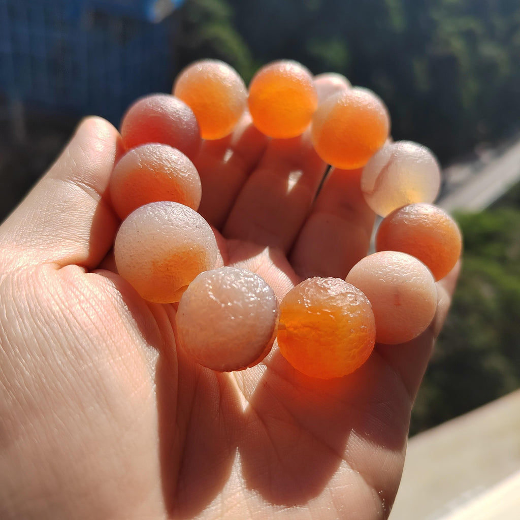 Large 11pcs 19.5-20.4mm Natural Yanyuan Agate Beads Bracelet, Rare Uneven Matte Design, Unique Limited Edition Statement Jewelry SL116B - SL Precious