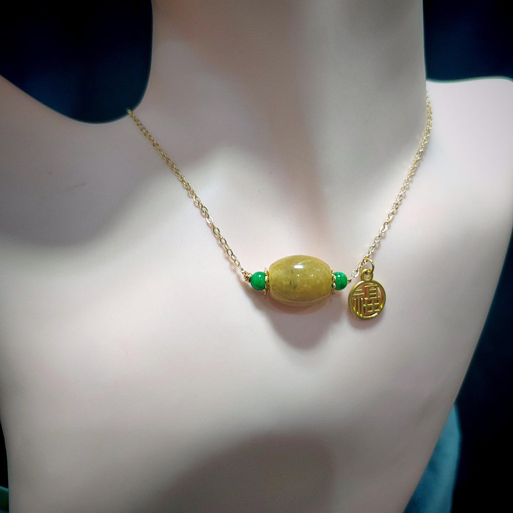 Certified Natural Untreated Burmese Icy Yellow Barrel Pendant Bead With 14k Gold Fill Necklace Jadeite SL366