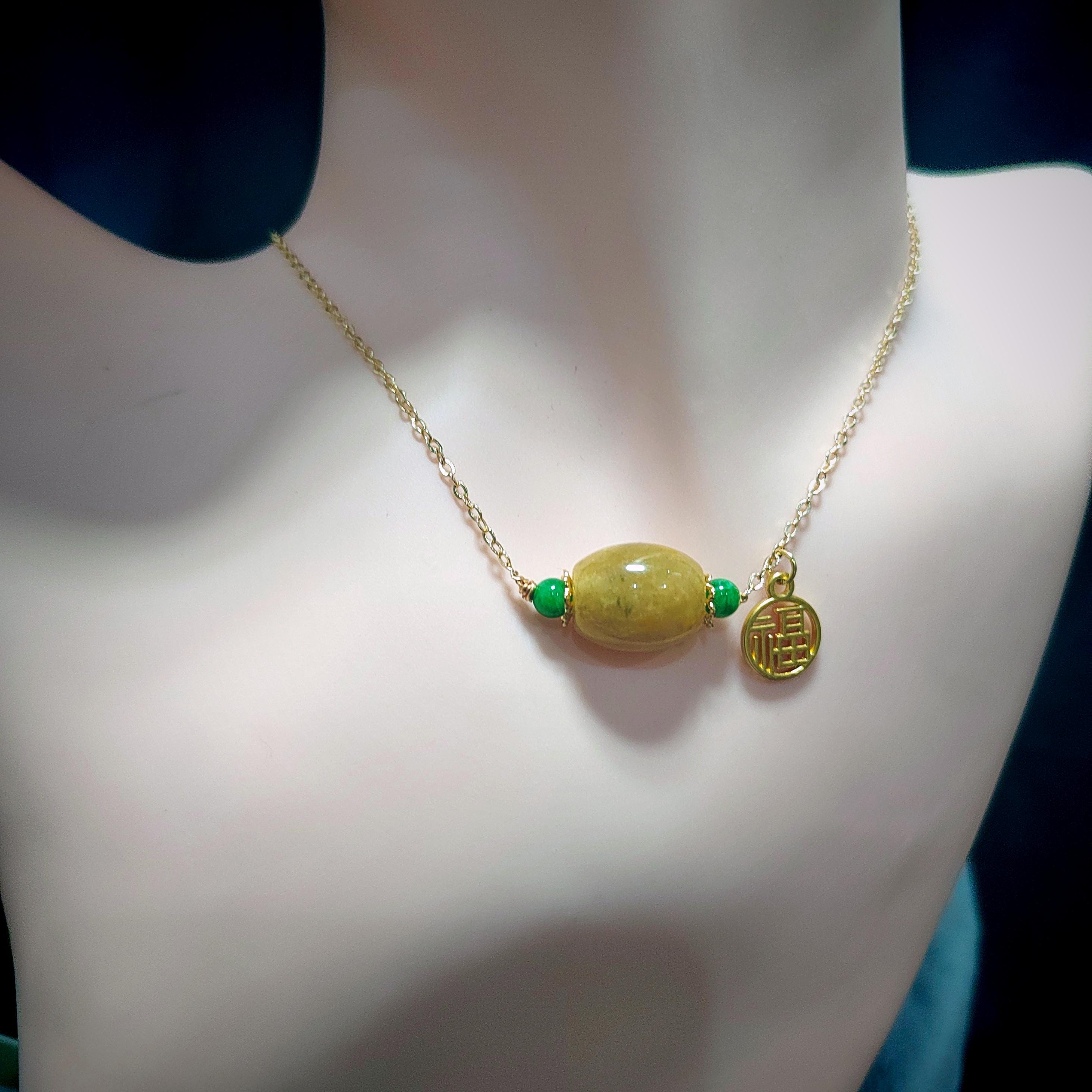 Certified Natural Untreated Burmese Icy Yellow Barrel Pendant Bead With 14k Gold Fill Necklace Jadeite SL366