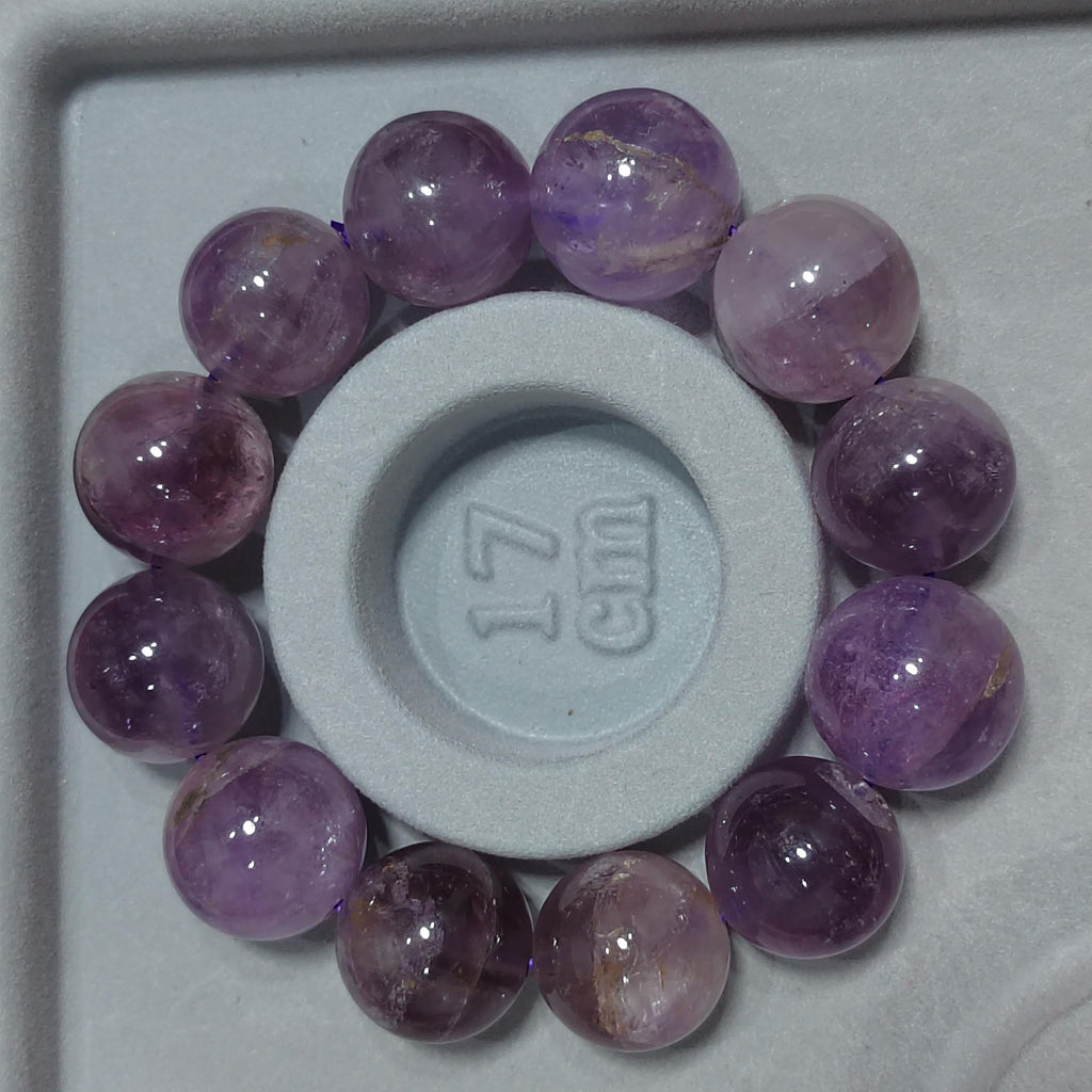 Large 18.5–19.5mm Natural Purple Lavender Amethyst Quartz Beads Bracelet, Statement Gemstone Jewelry SL107 - SL Precious